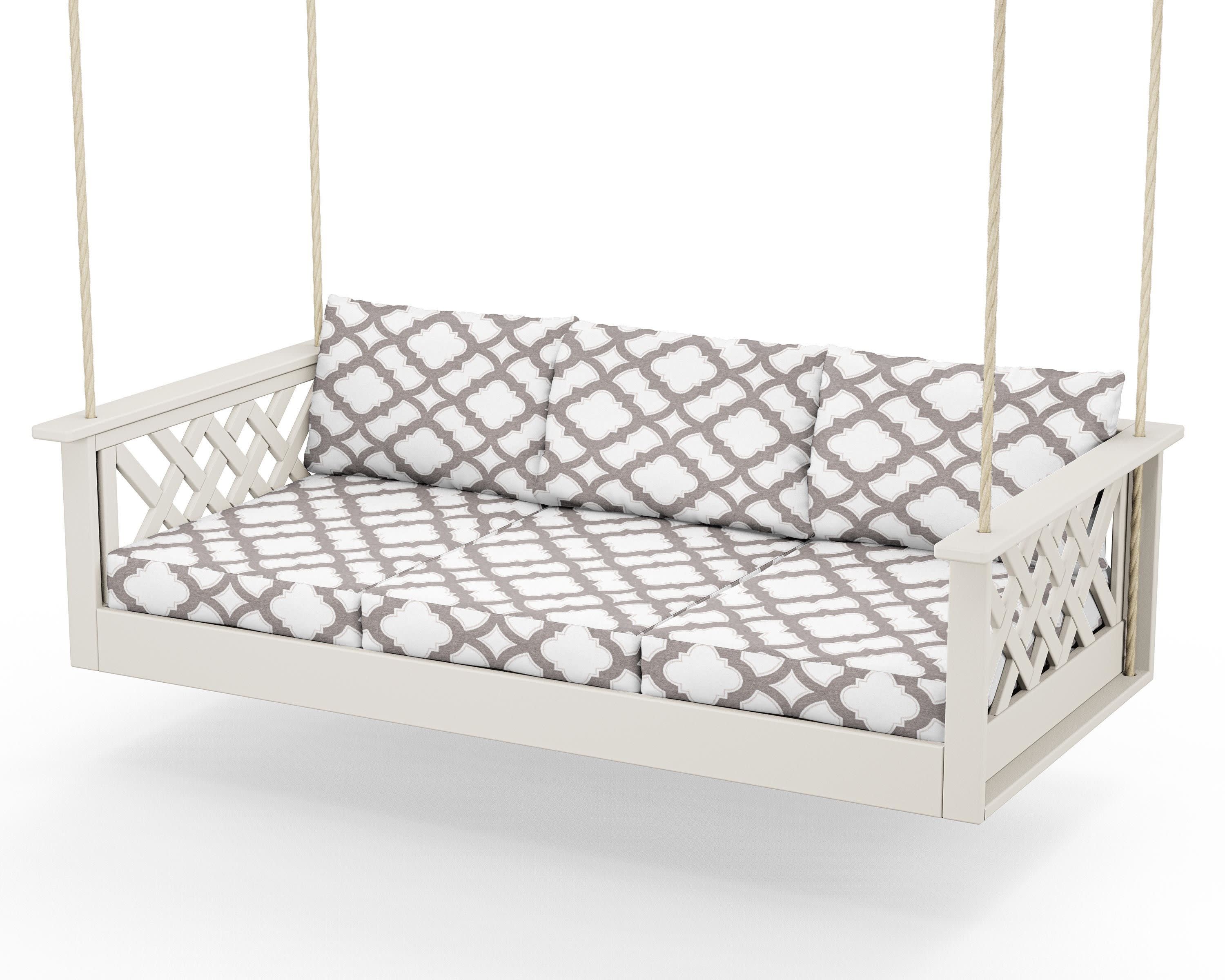 Wovendale Daybed Swing in Sand / Trellis Grey Mist