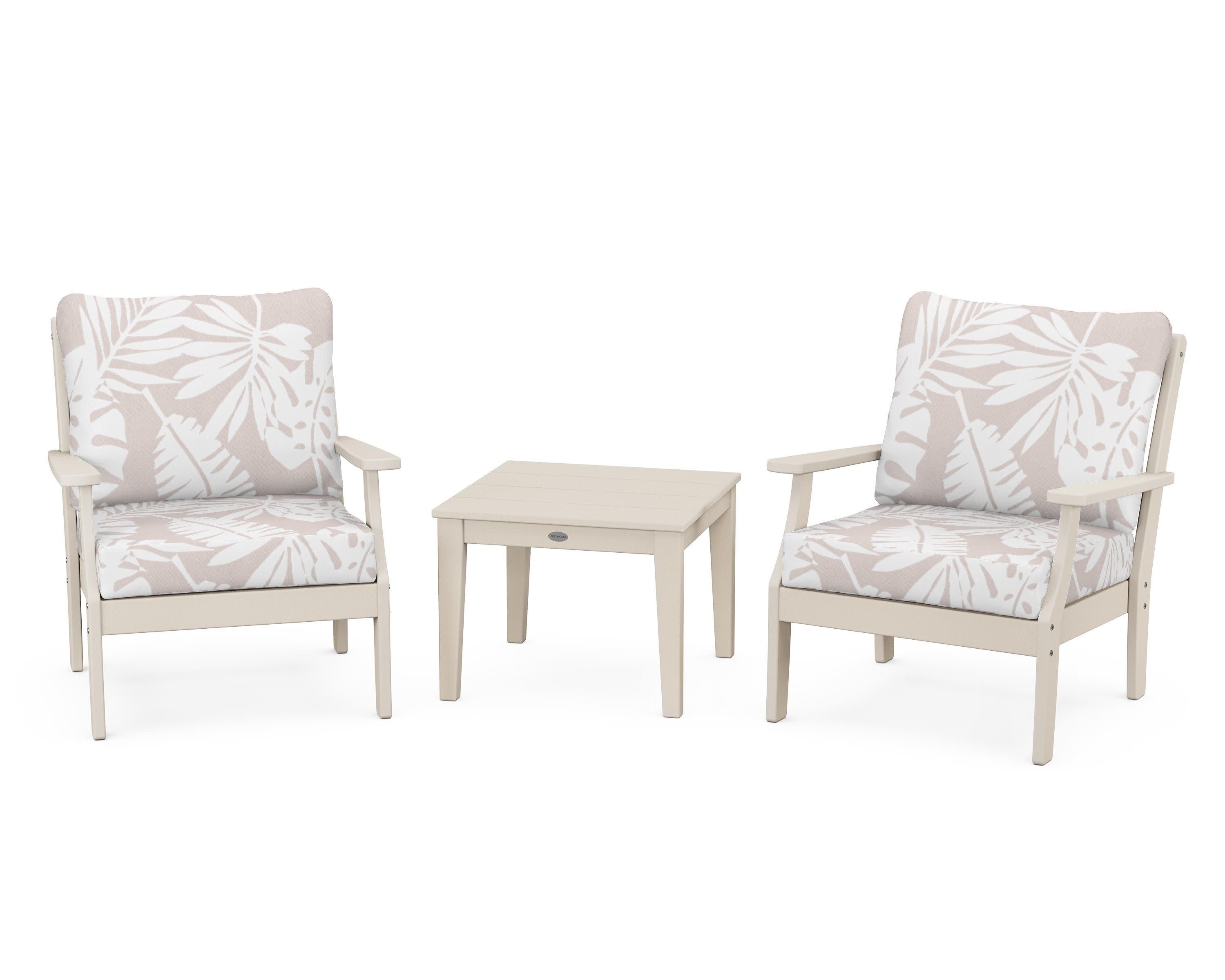 Braxton 3-Piece Deep Seating Set in Sand / Leaf Dune Burlap