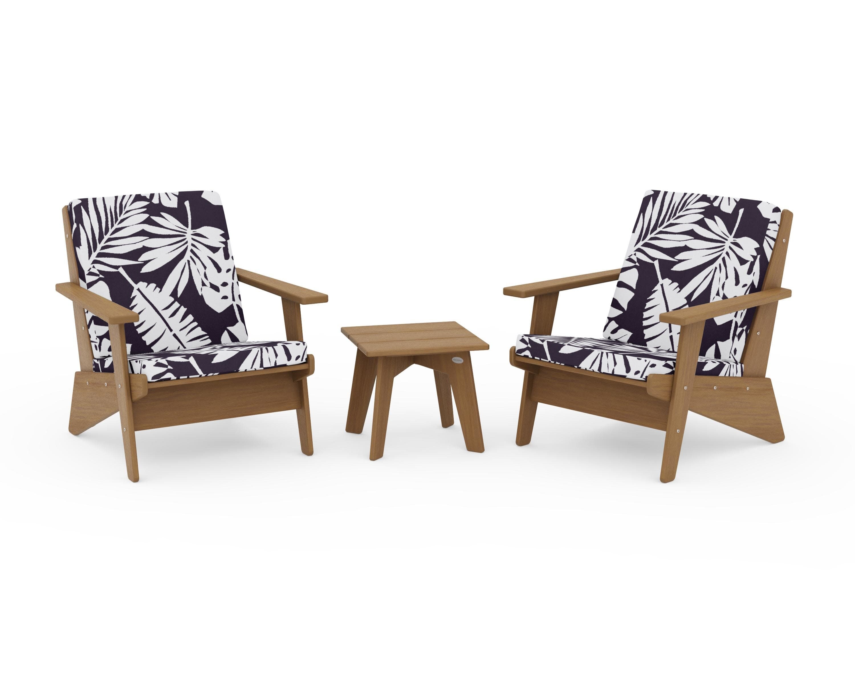 Riviera Modern Lounge 3-Piece Set in Natural / Leaf Navy