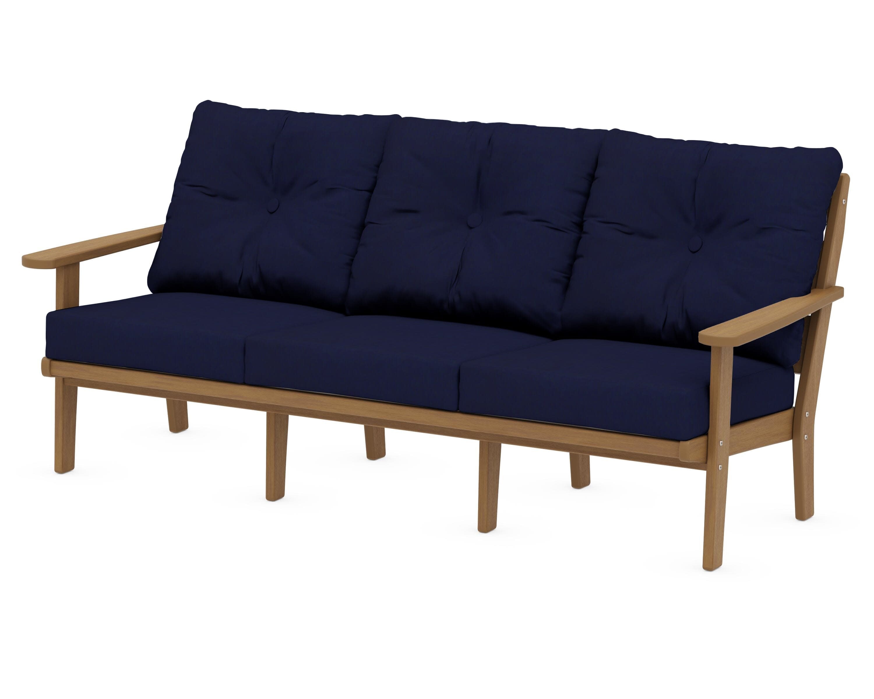 Lakeside Deep Seating Sofa in Natural / Navy