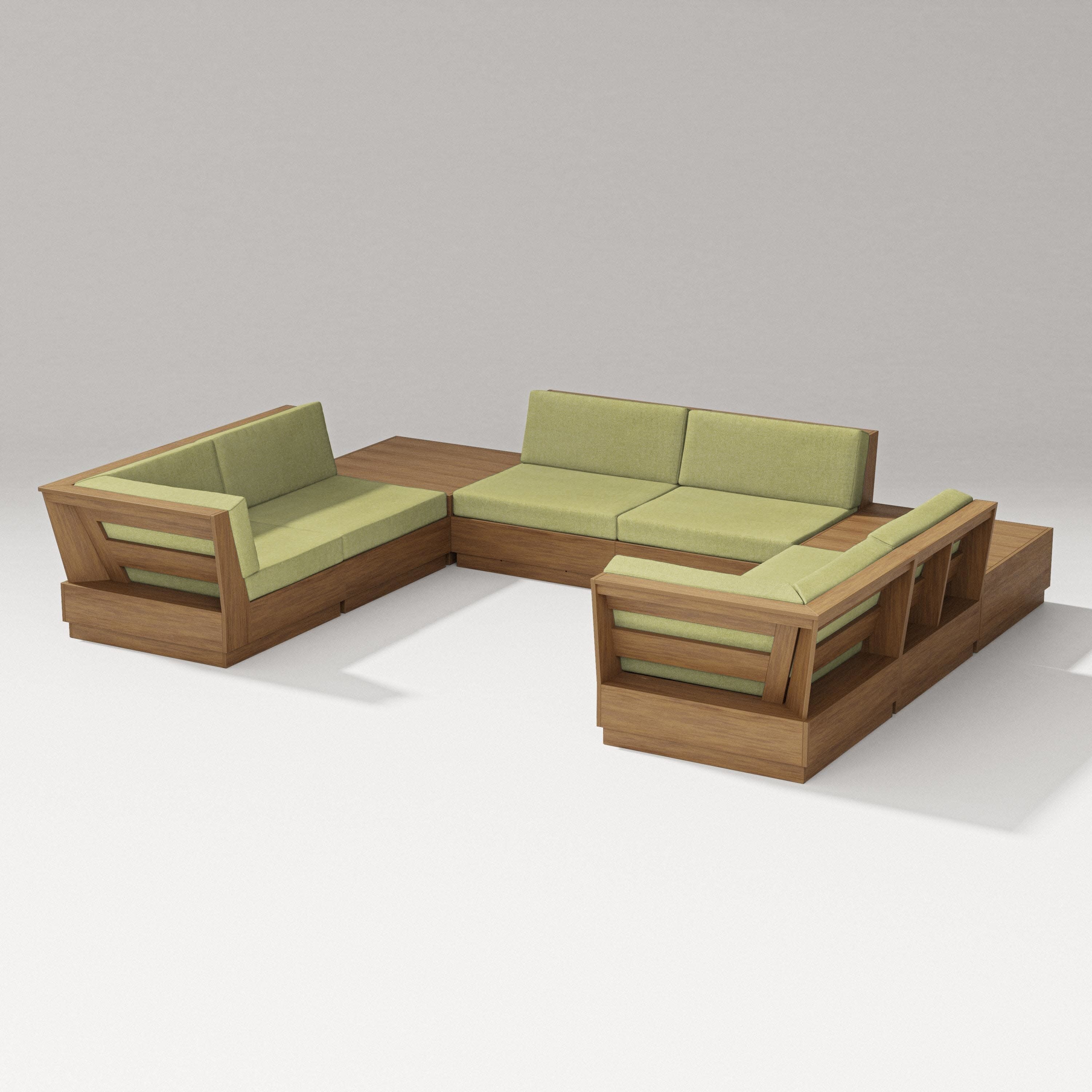 Elevate 8-Piece U-Shaped Sectional in Natural / Chartreuse Boucle