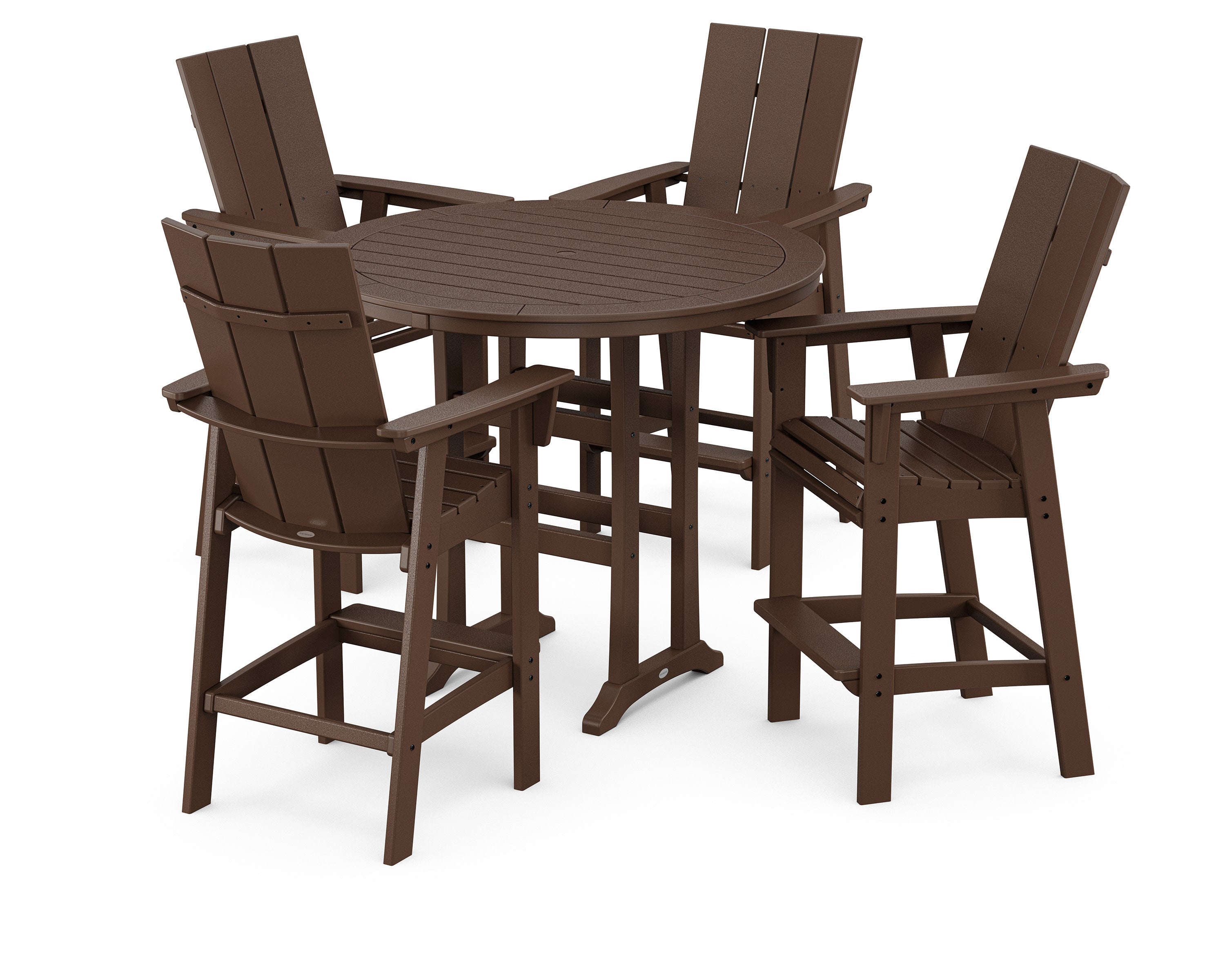 Modern Curveback Adirondack 5-Piece Nautical Trestle Bar Set in Mahogany