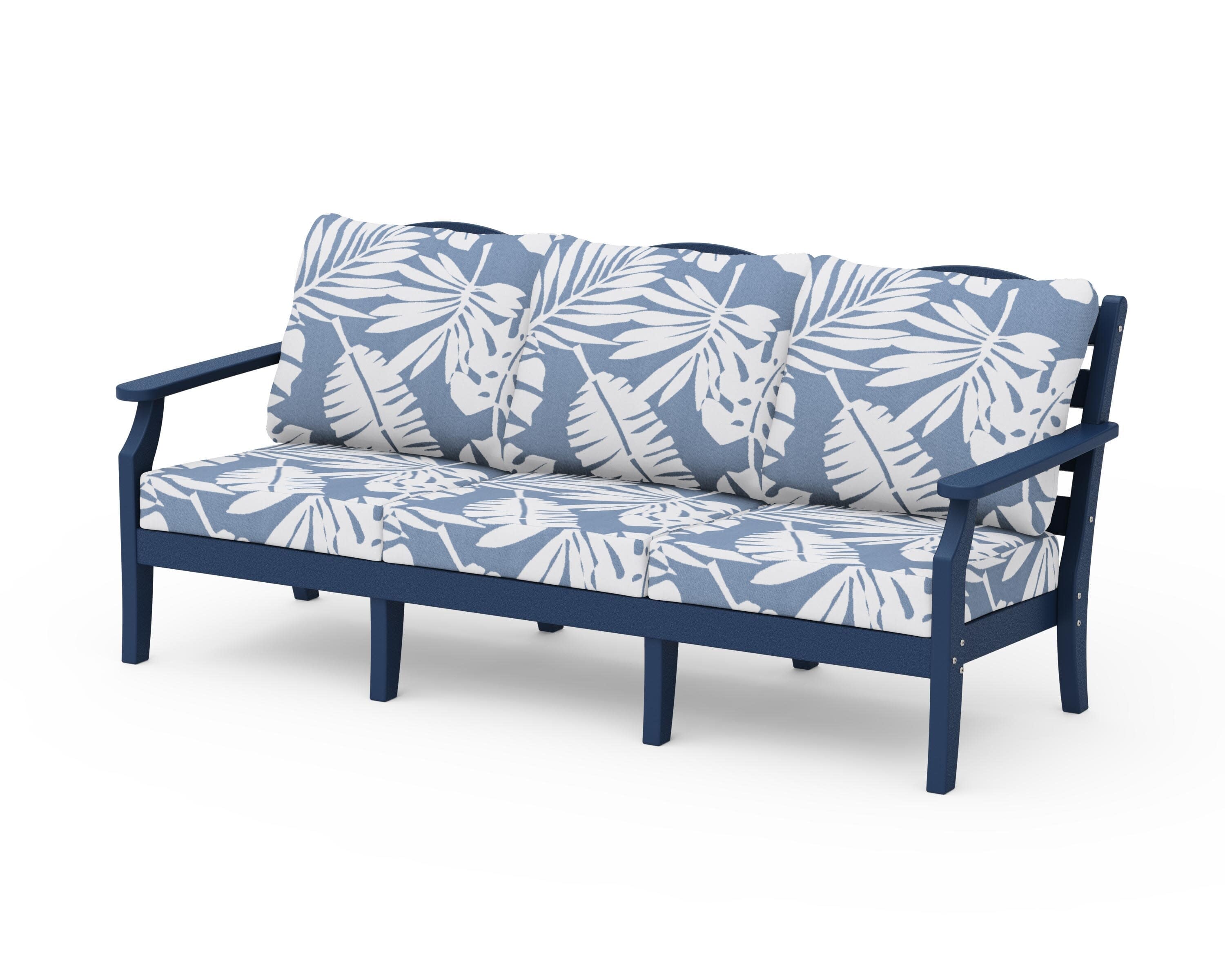 Savannah Deep Seating Sofa in Navy / Leaf Sky Blue