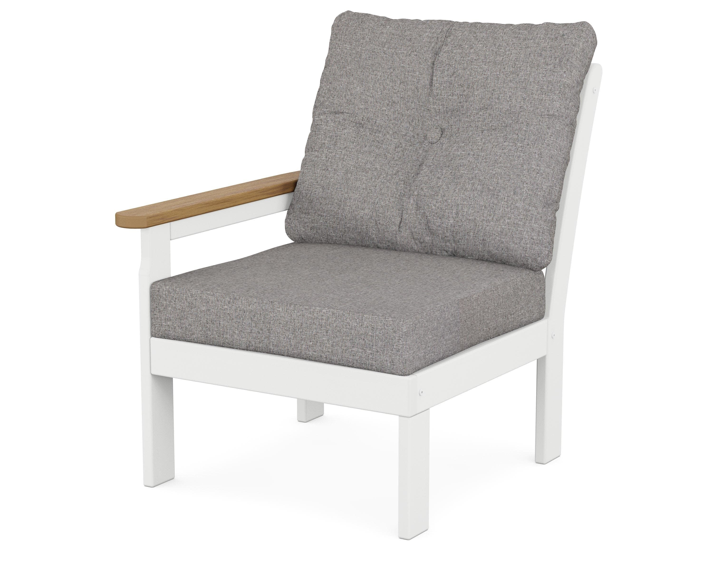 Vineyard Modular Left Arm Chair in White / Natural / Grey Mist