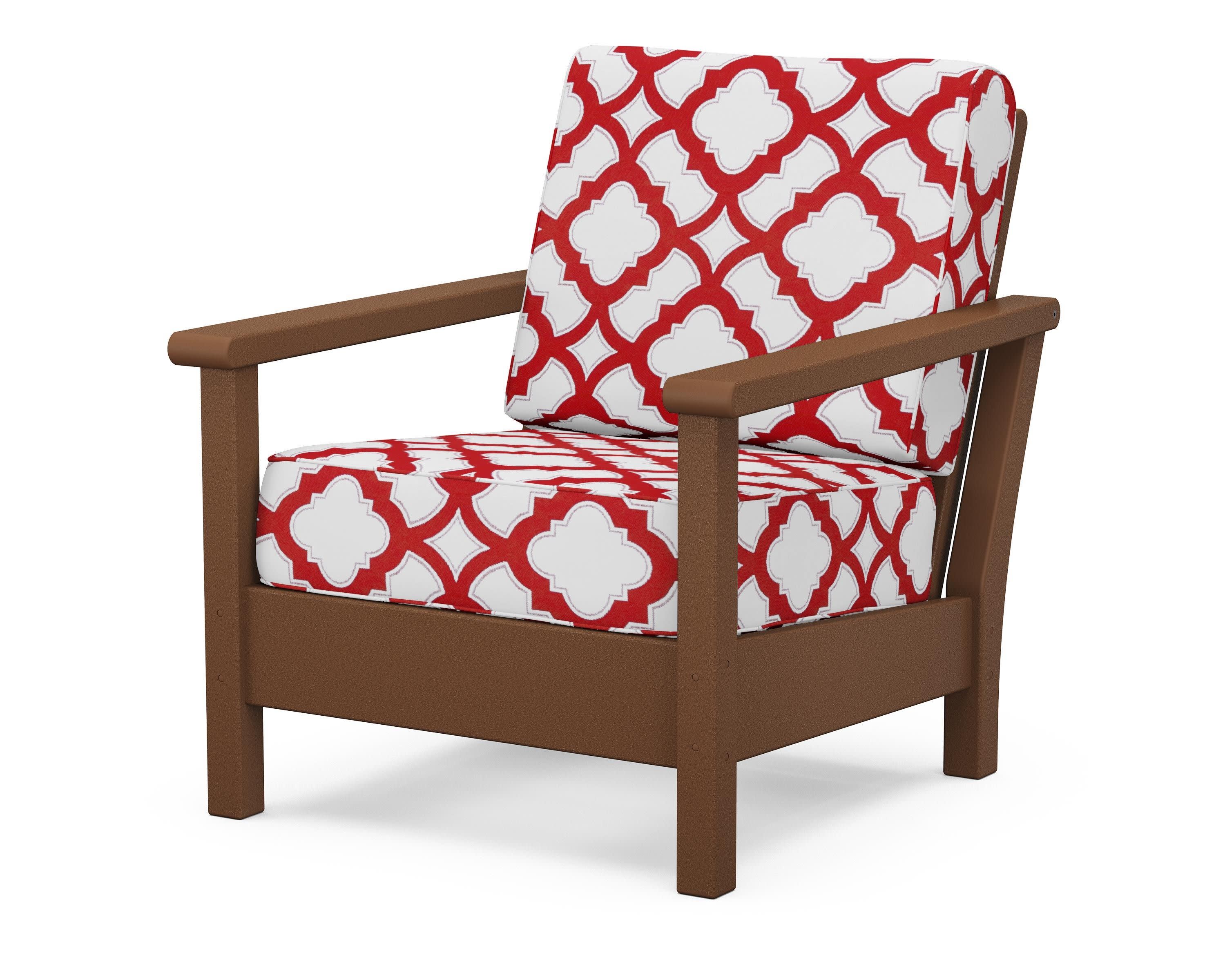 Harbour Deep Seating Chair in Teak / Trellis Crimson