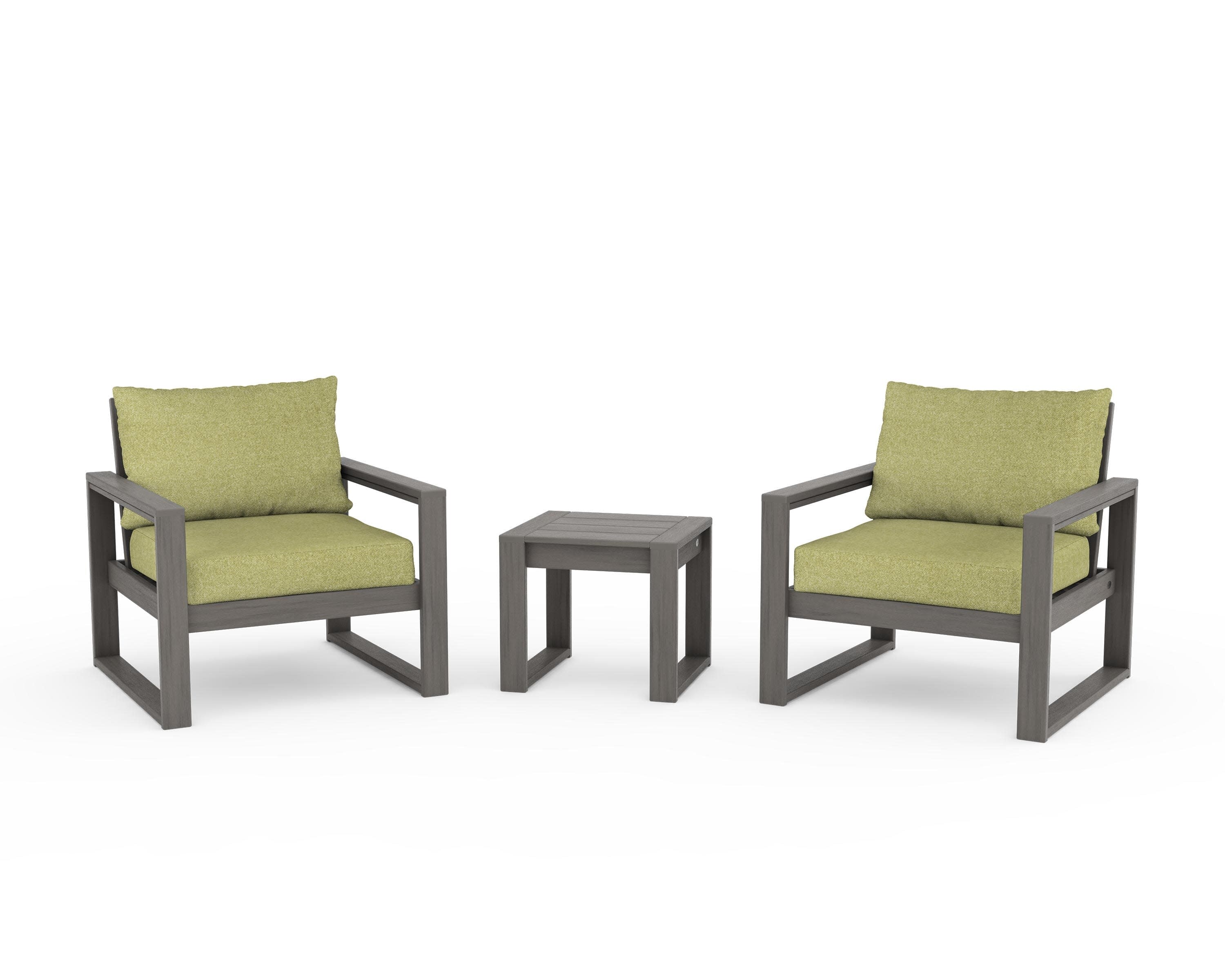 EDGE Sectional 3-Piece Deep Seating Set in Driftwood / Chartreuse Boucle