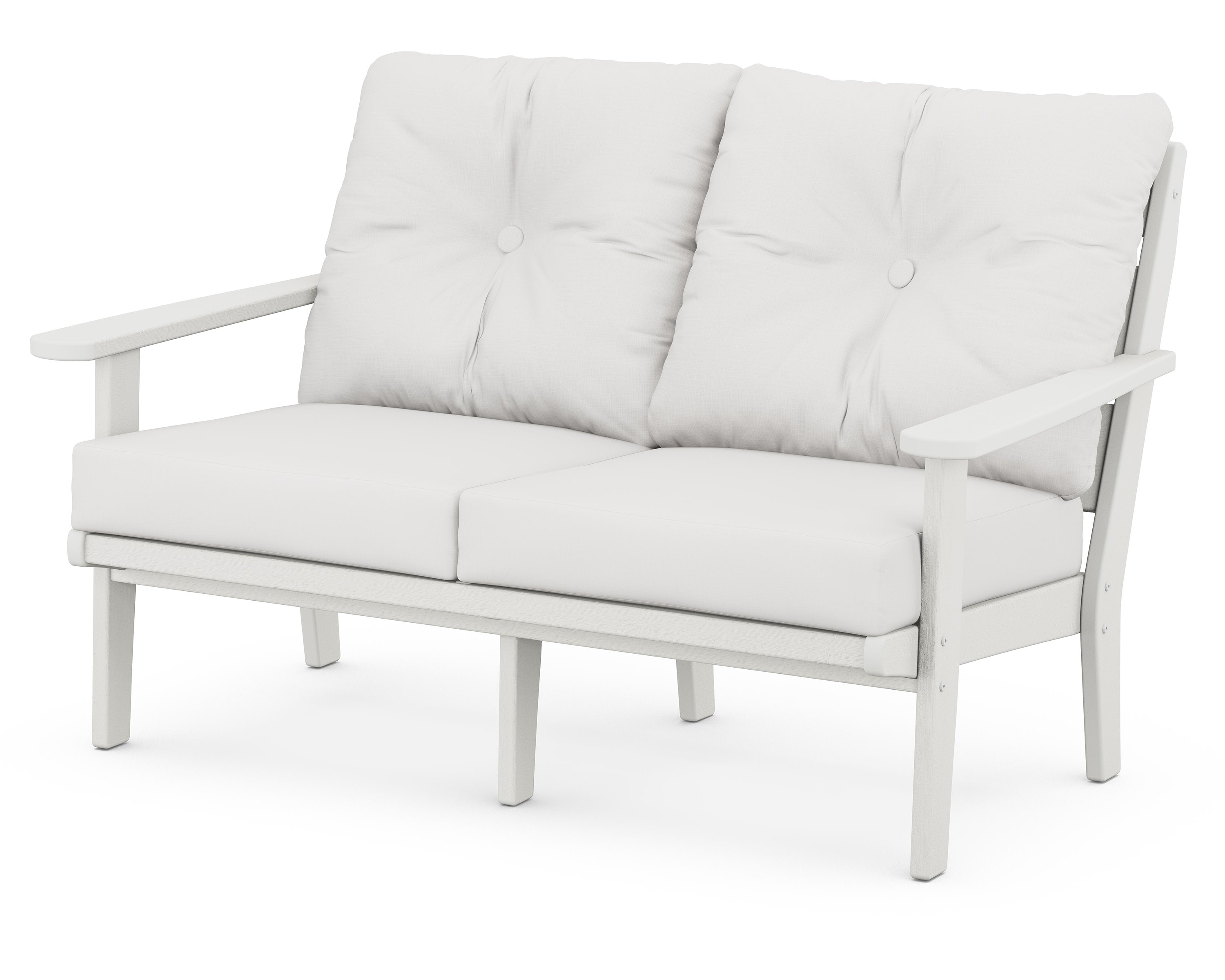 Lakeside Deep Seating Loveseat in Vintage White / Natural Linen
