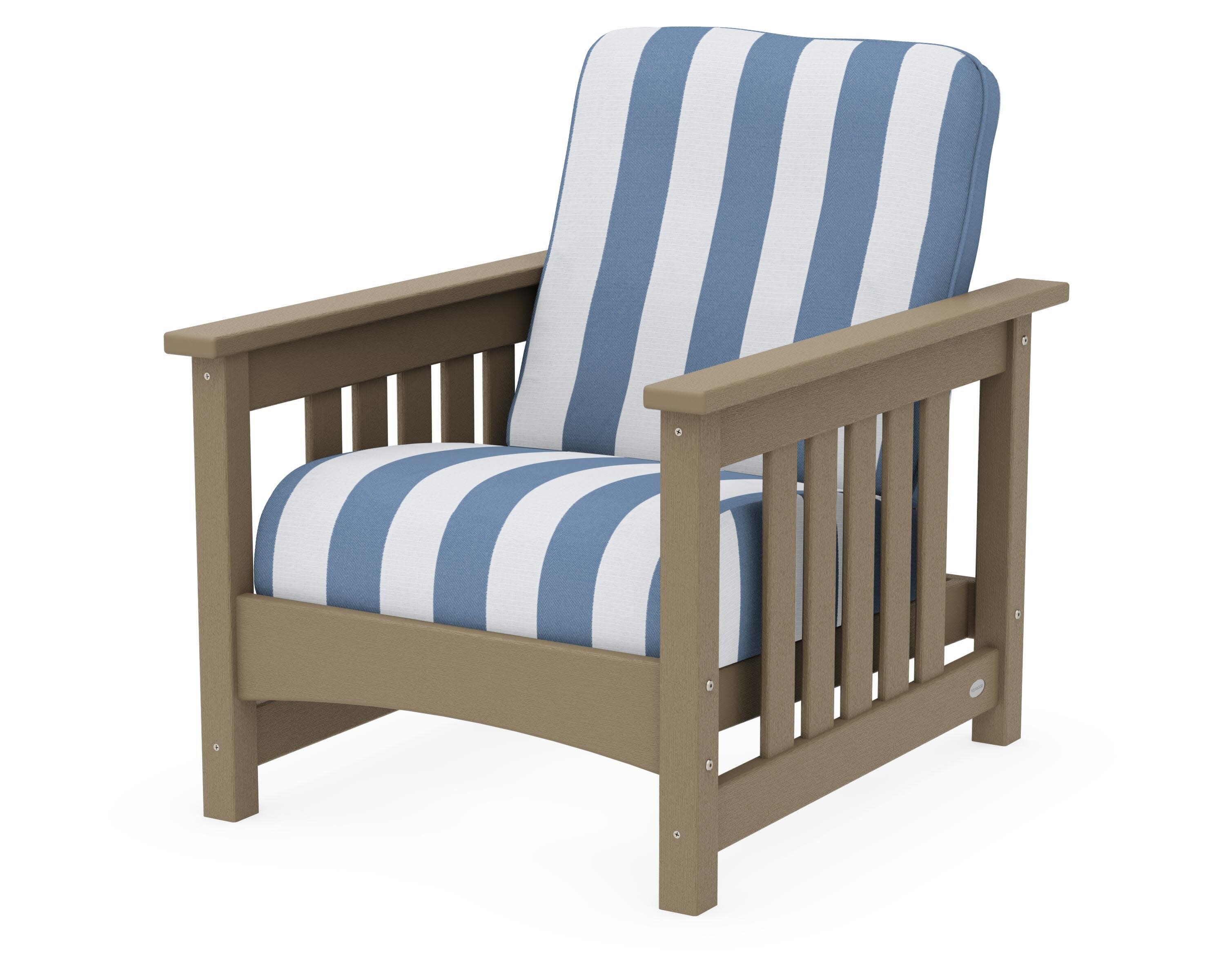 Club Mission Chair in Vintage Sahara / Cabana Stripe Sky Blue