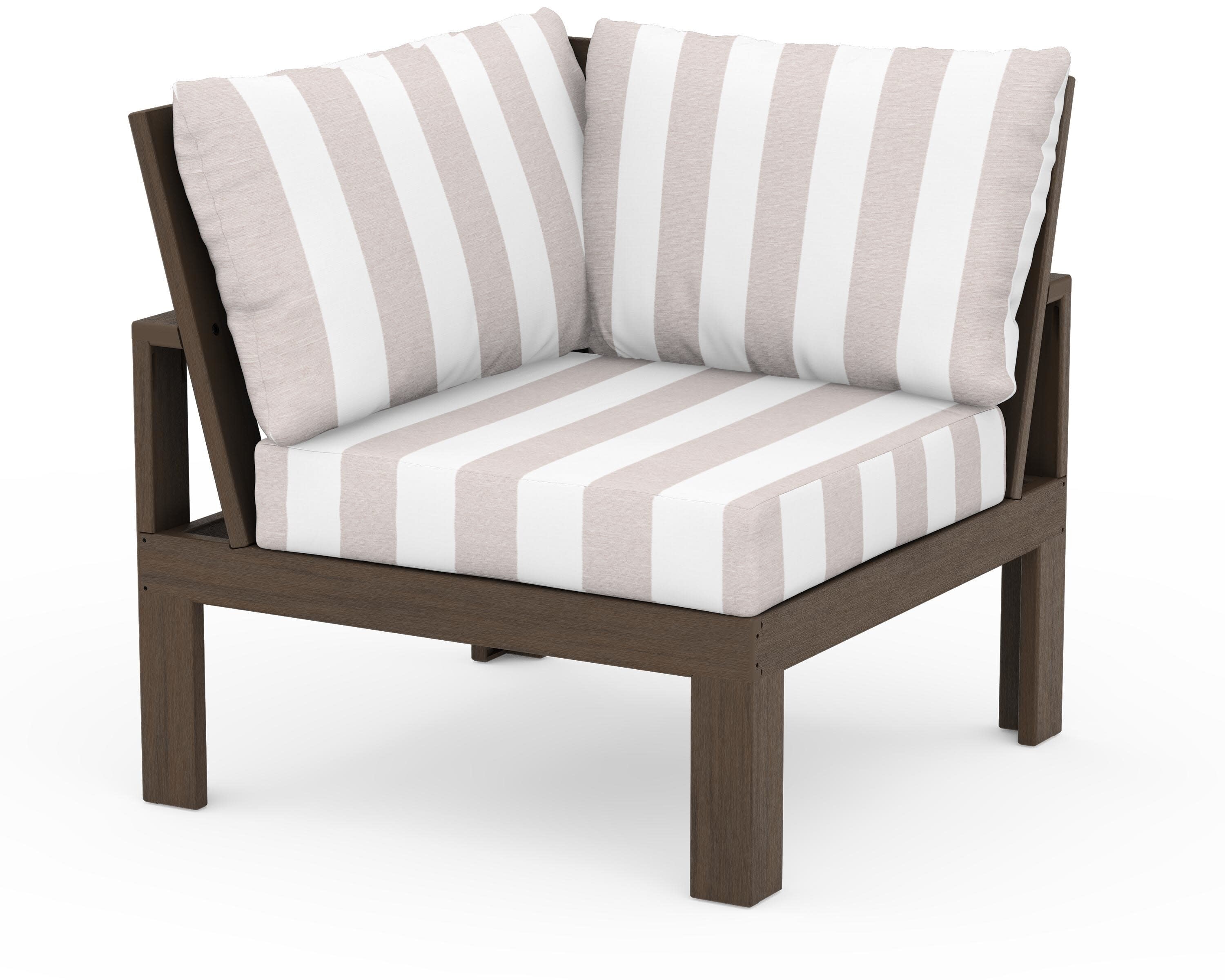 Modular Corner Chair in Kona / Cabana Stripe Dune Burlap