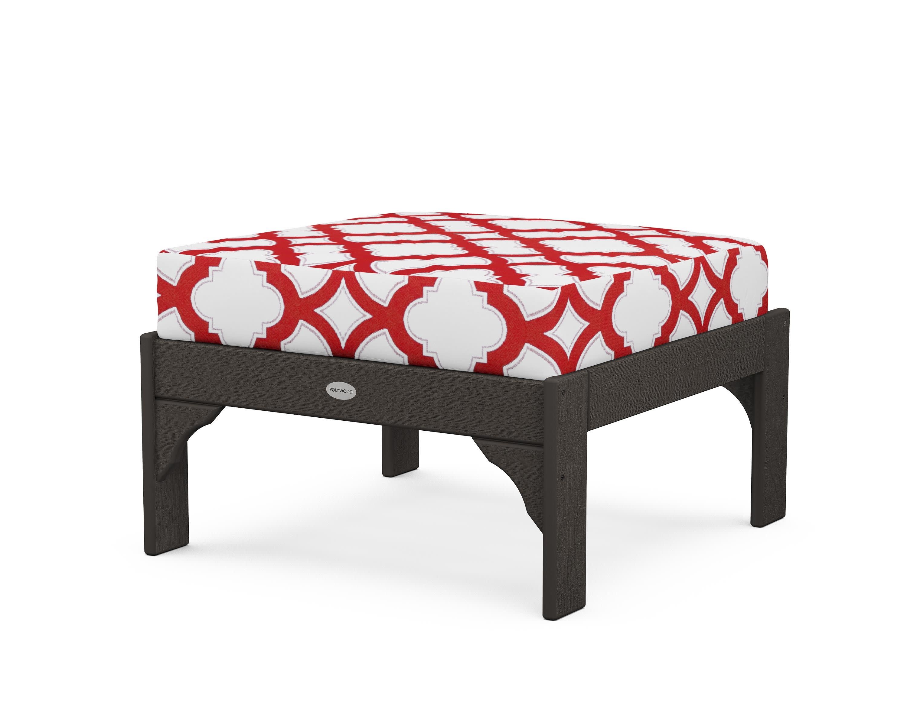 Vineyard Deep Seating Ottoman in Vintage Coffee / Trellis Crimson