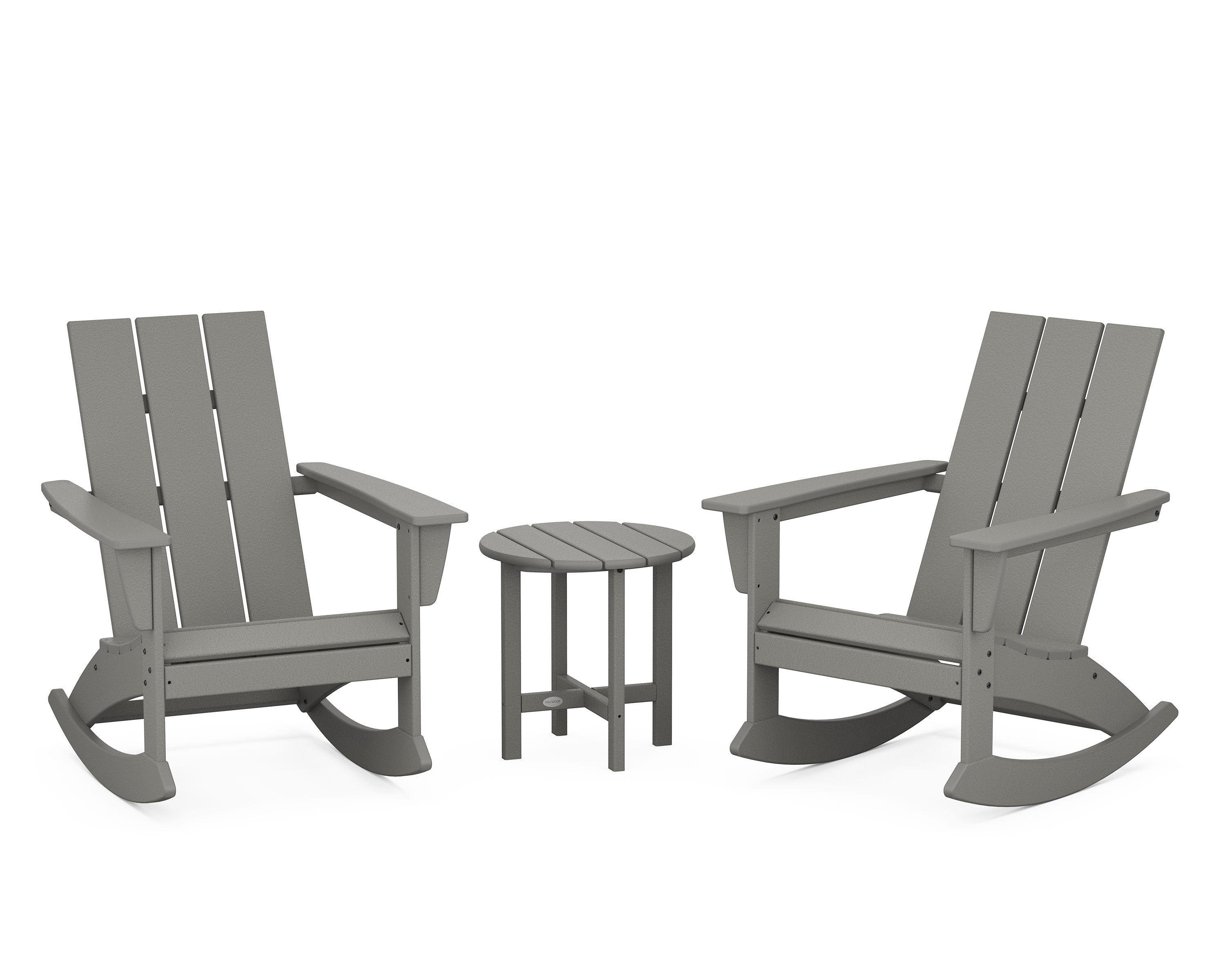 Modern 3-Piece Adirondack Rocking Chair Set in Slate Grey