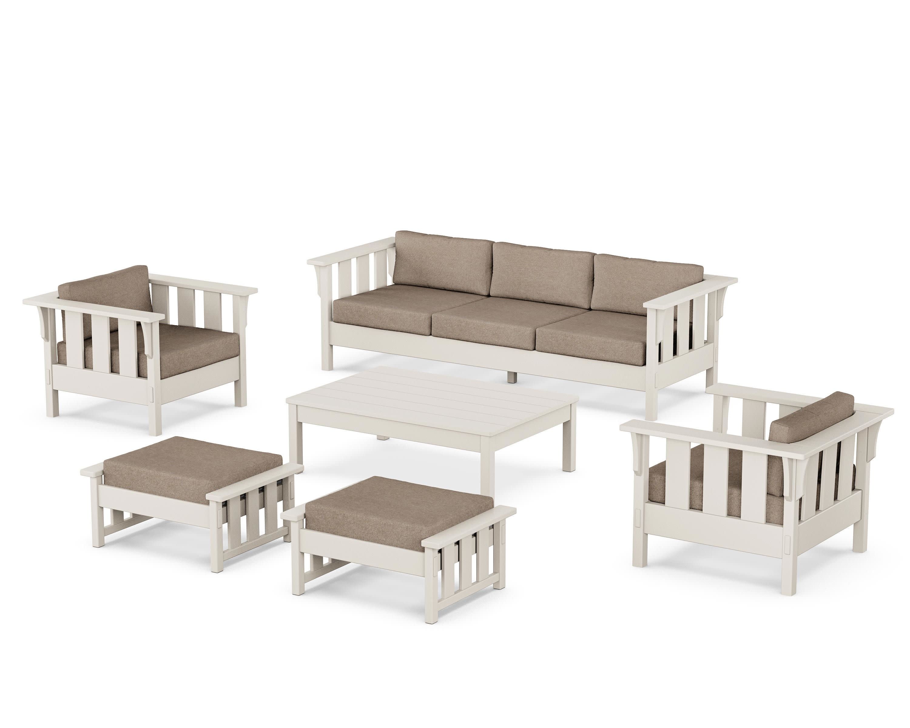 Acadia 6-Piece Lounge Sofa Set in Sand / Spiced Burlap