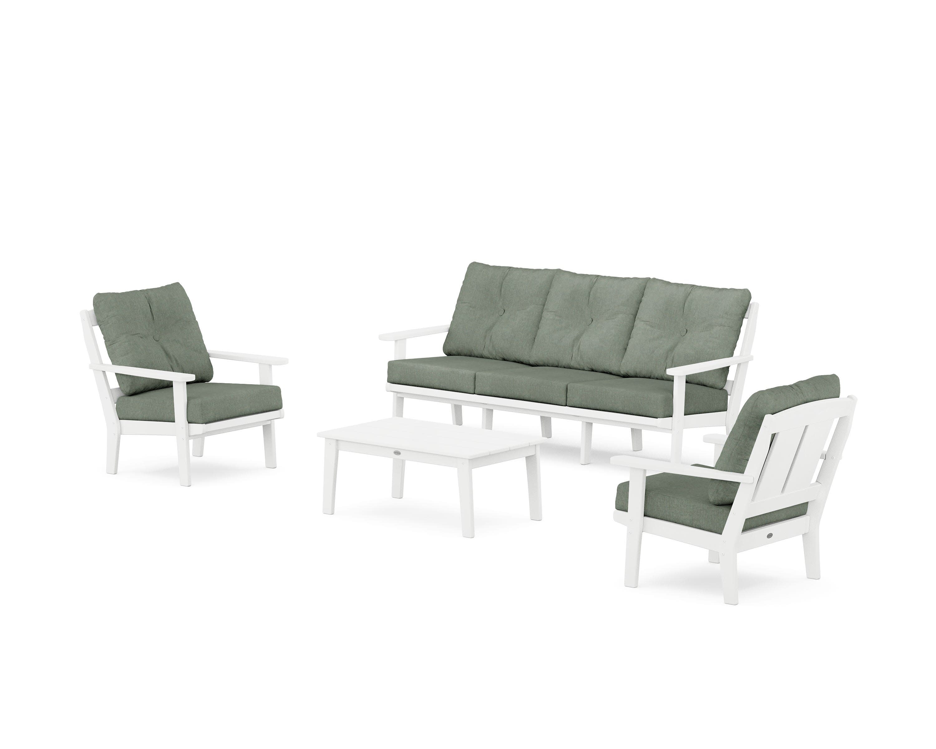 Mission 4-Piece Deep Seating Set with Sofa in White / Cast Sage
