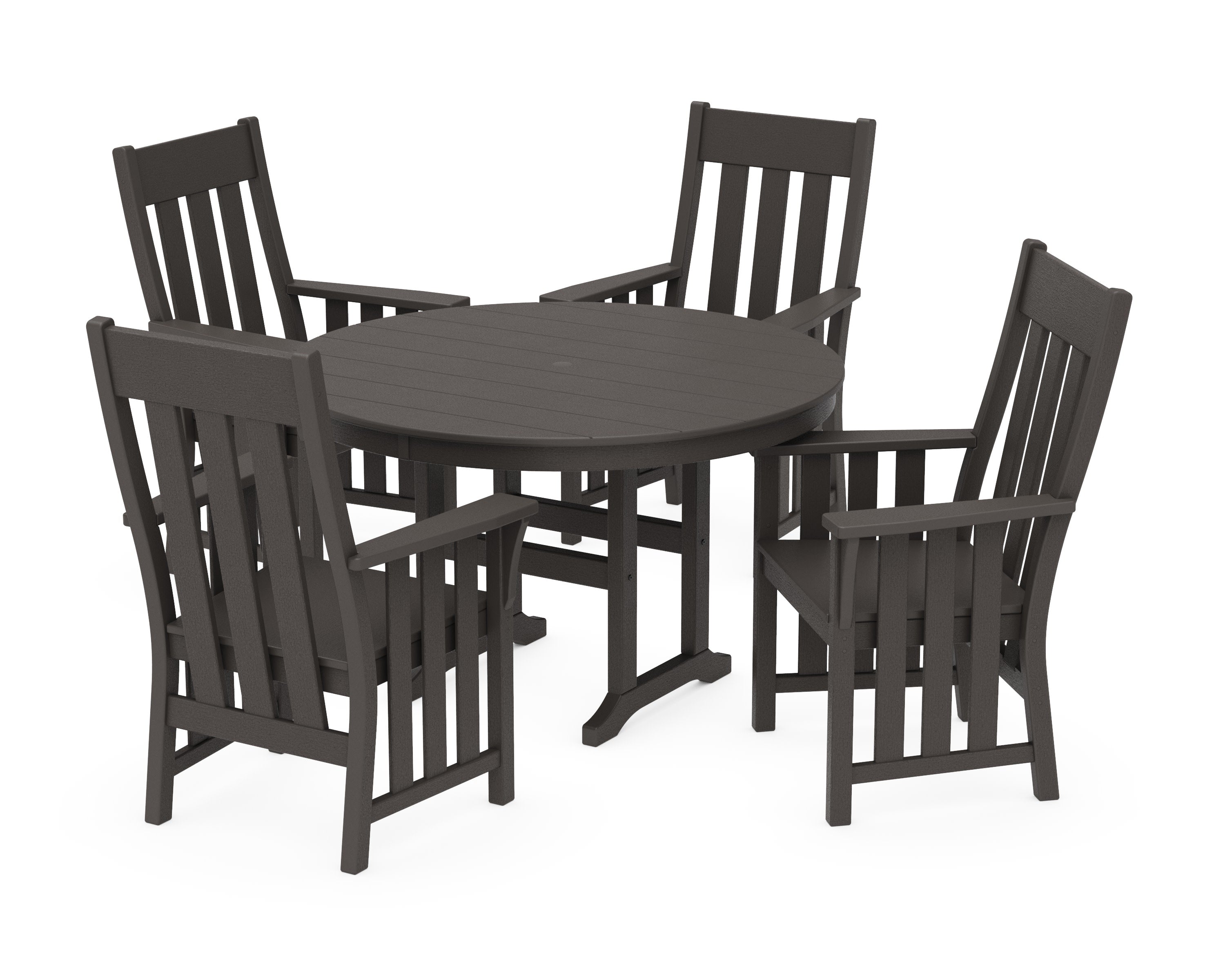 Acadia 5-Piece Round Farmhouse Dining Set in Vintage Coffee