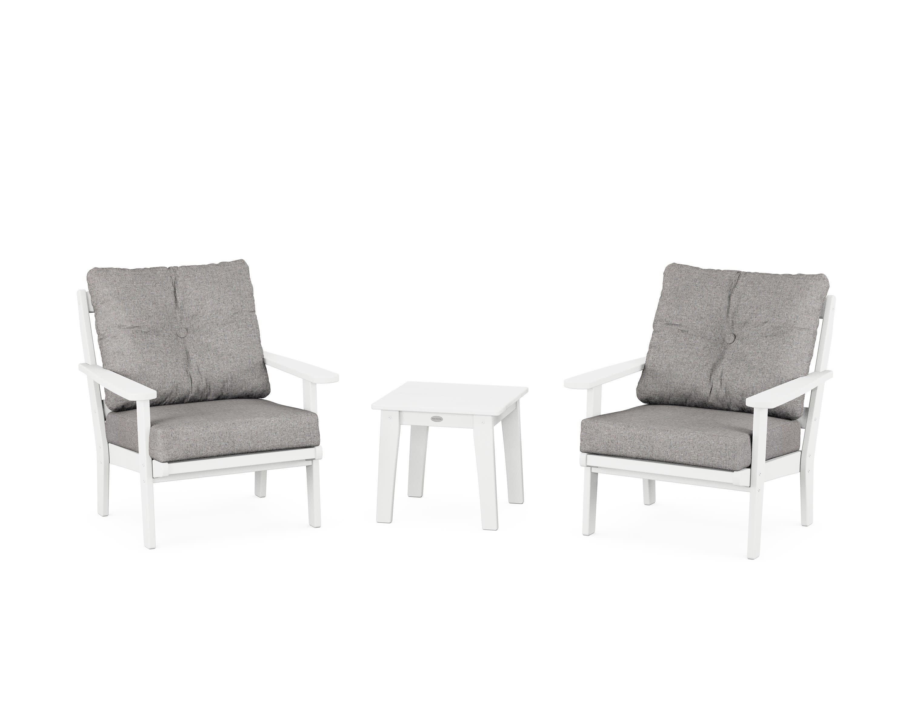 Mission 3-Piece Deep Seating Set in White / Grey Mist