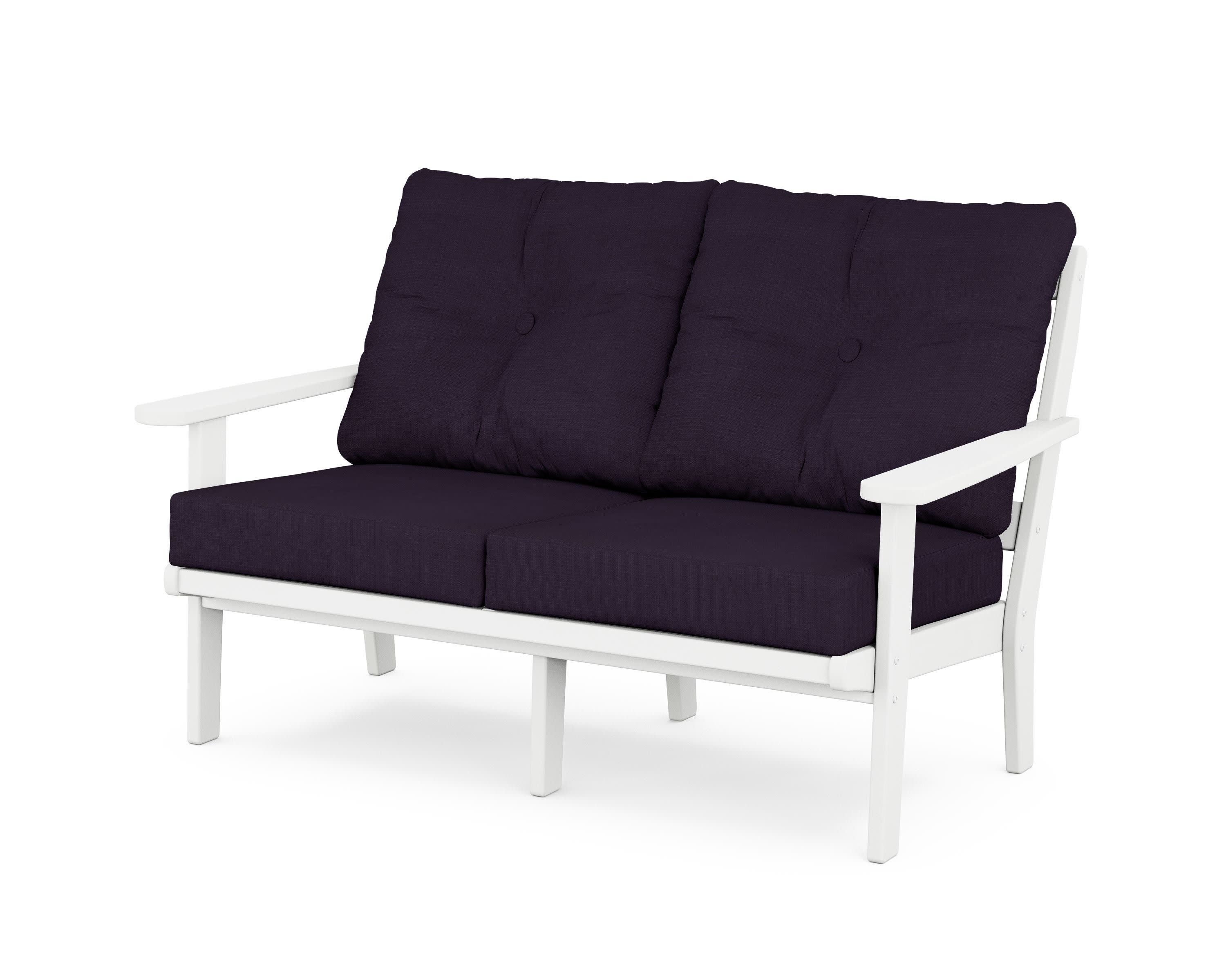 Mission Deep SeatingLoveseat in White / Navy Linen