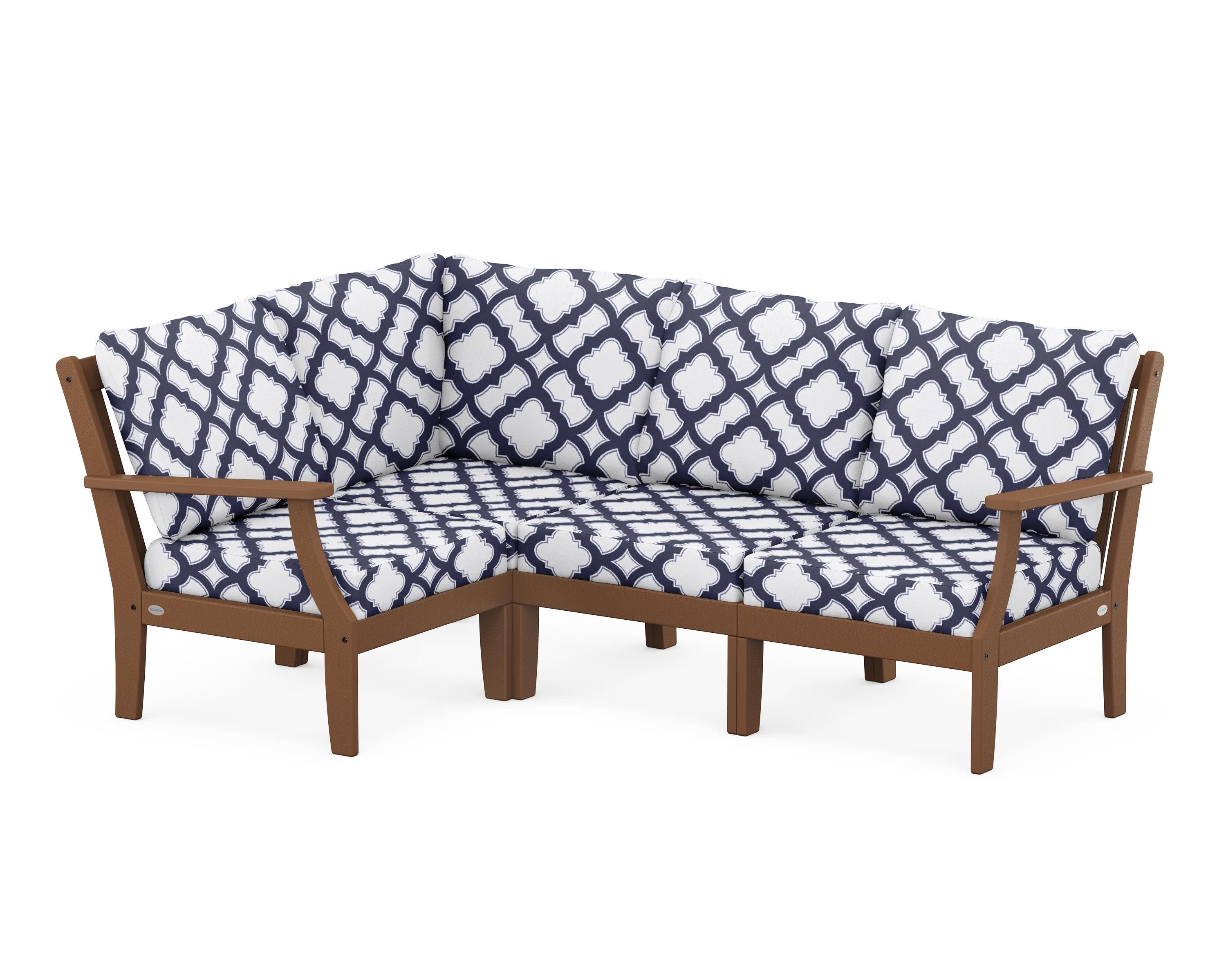 Braxton Modular 4-Piece Deep Seating Set in Teak / Trellis Navy