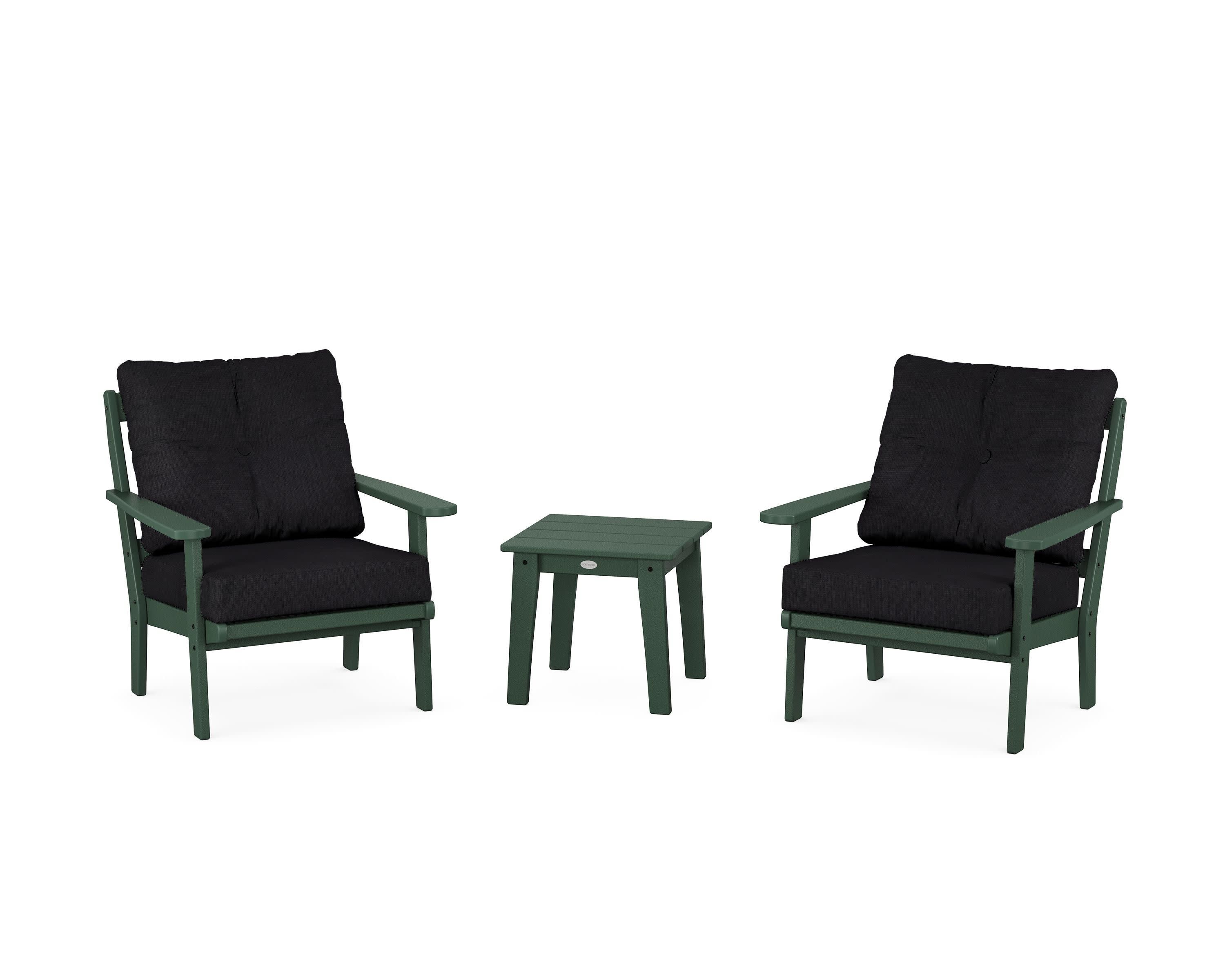 Mission 3-Piece Deep Seating Set in Green / Midnight Linen