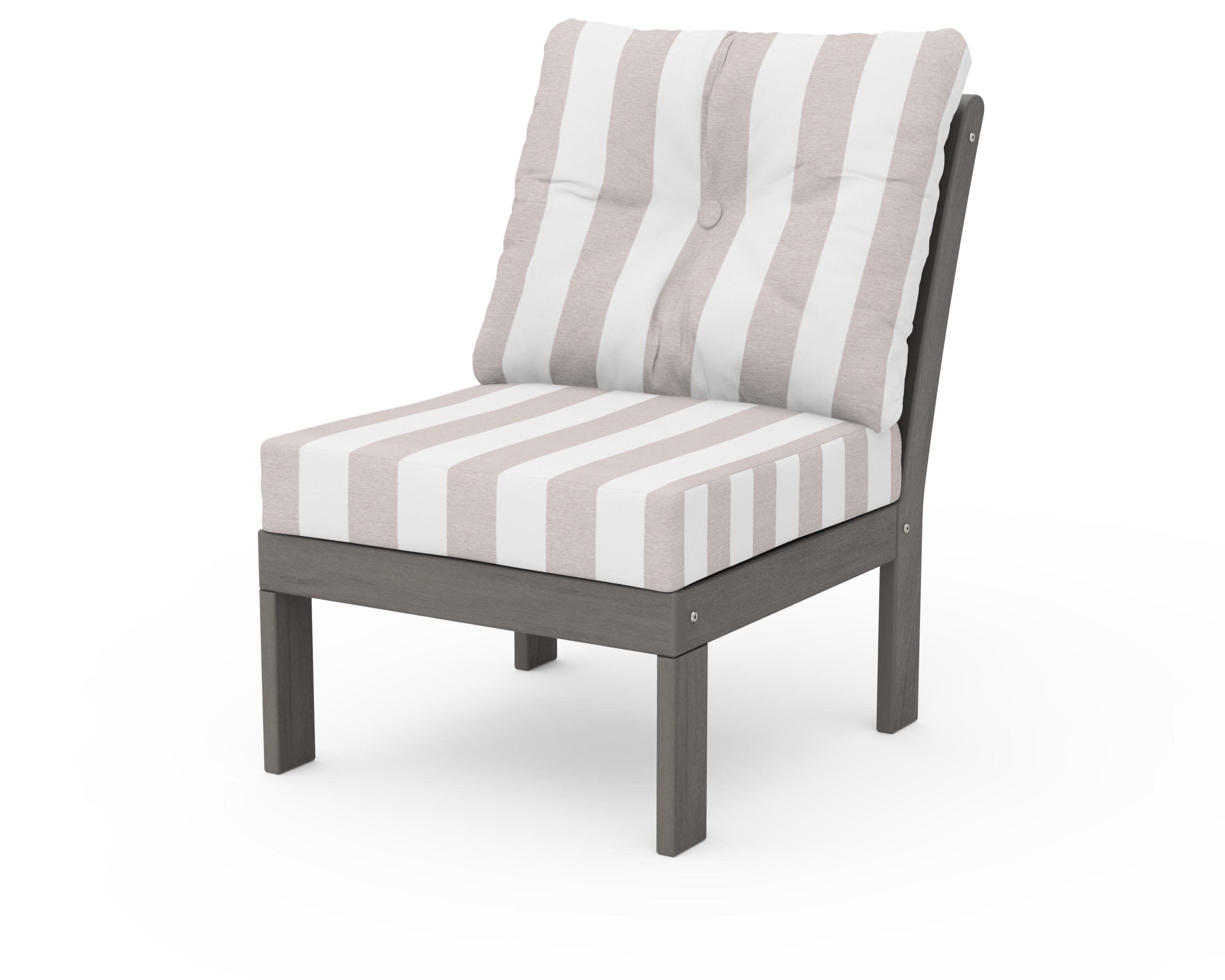Vineyard Modular Armless Chair in Driftwood / Cabana Stripe Dune Burlap