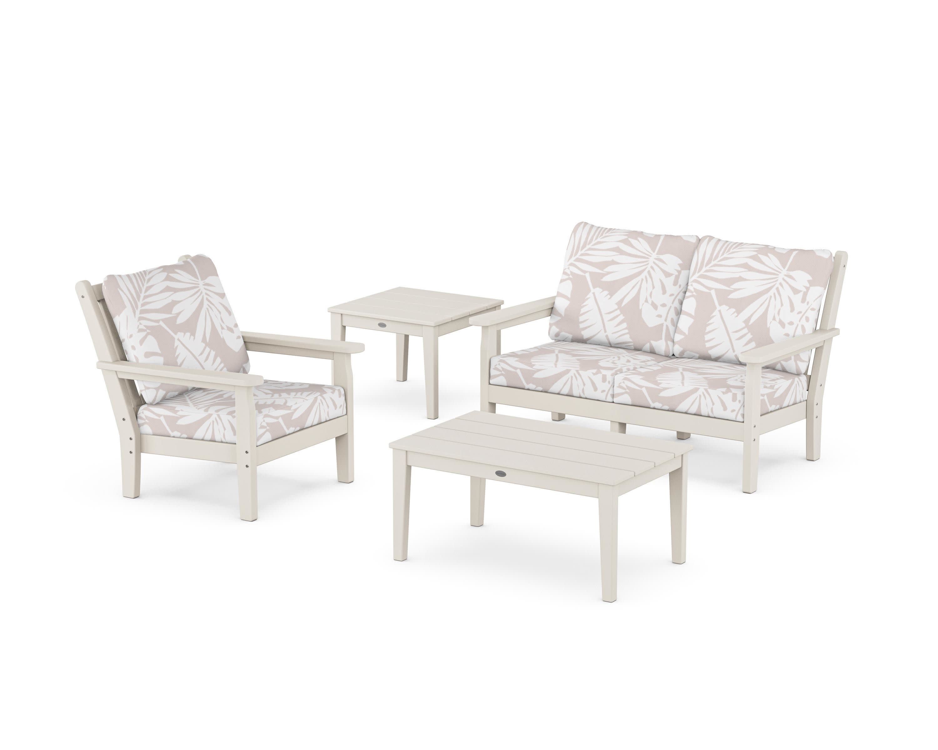 Chippendale 4-Piece Deep Seating Set in Sand / Leaf Dune Burlap