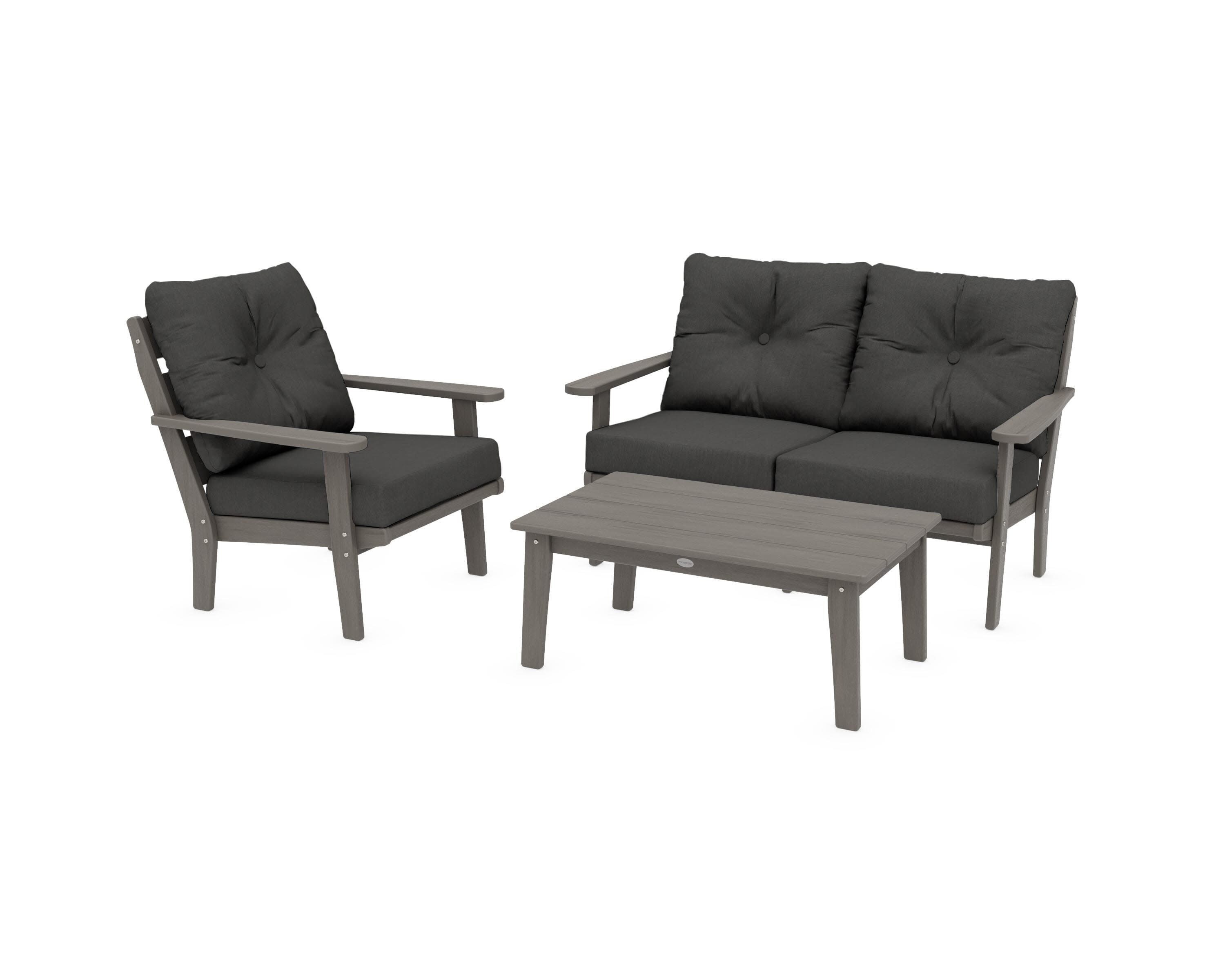 Lakeside 3-Piece Deep Seating Set in Driftwood / Spectrum Carbon