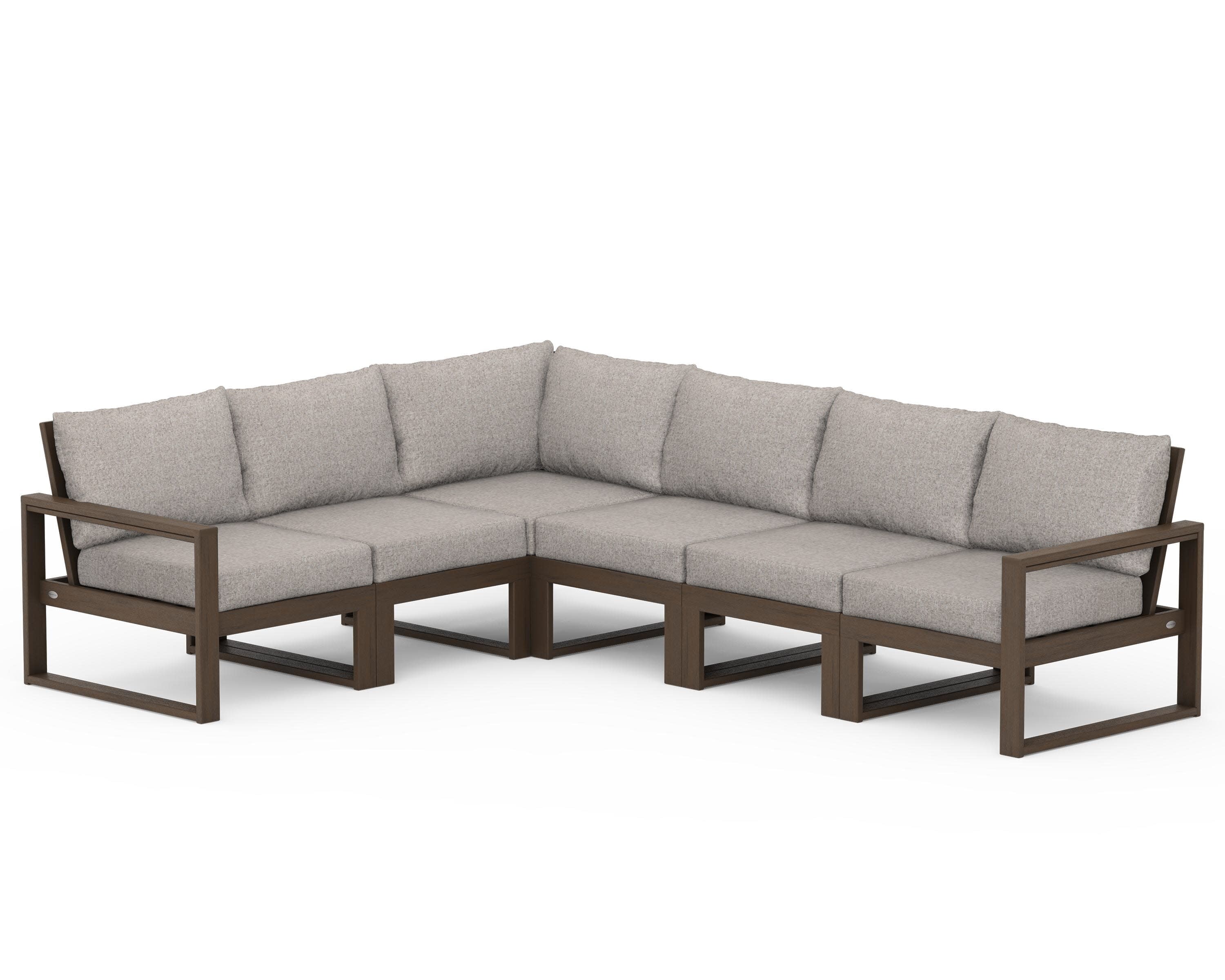 EDGE 6-Piece Modular Deep Seating Set in Kona / Weathered Tweed