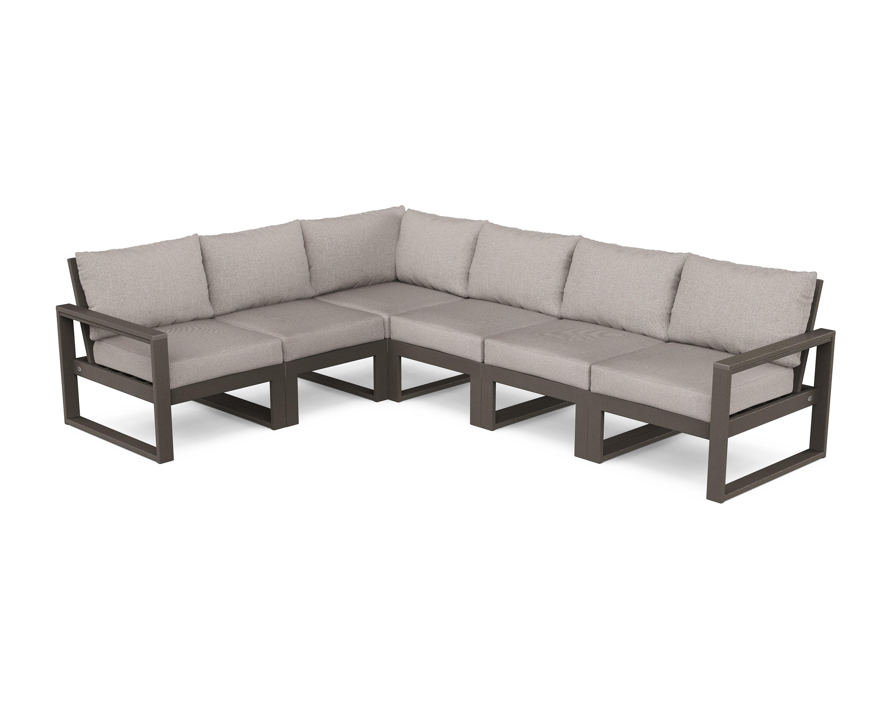 EDGE 6-Piece Modular Deep Seating Set in Vintage Coffee / Weathered Tweed