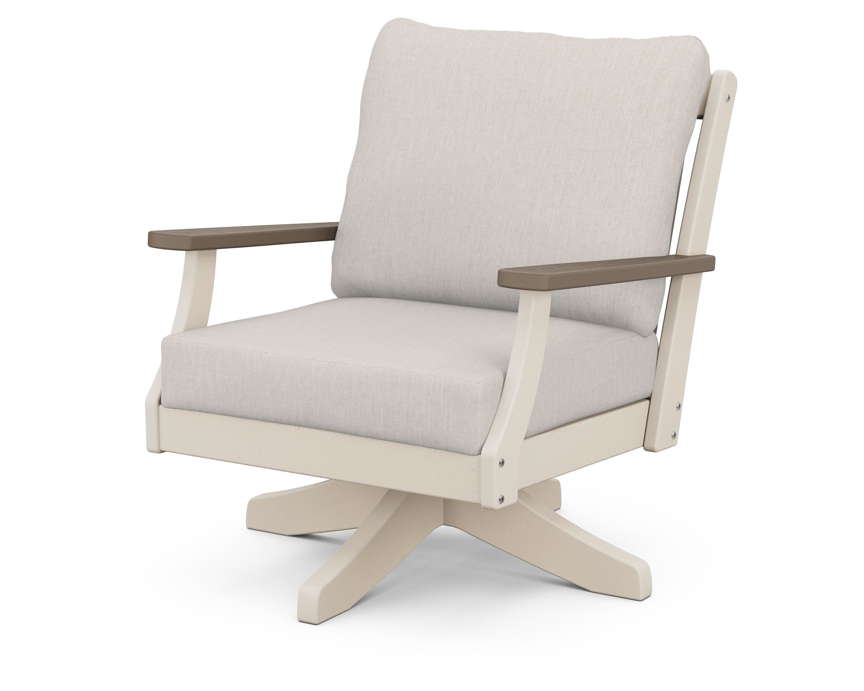 Braxton Deep Seating Swivel Chair in Sand / Kona / Cast Ash