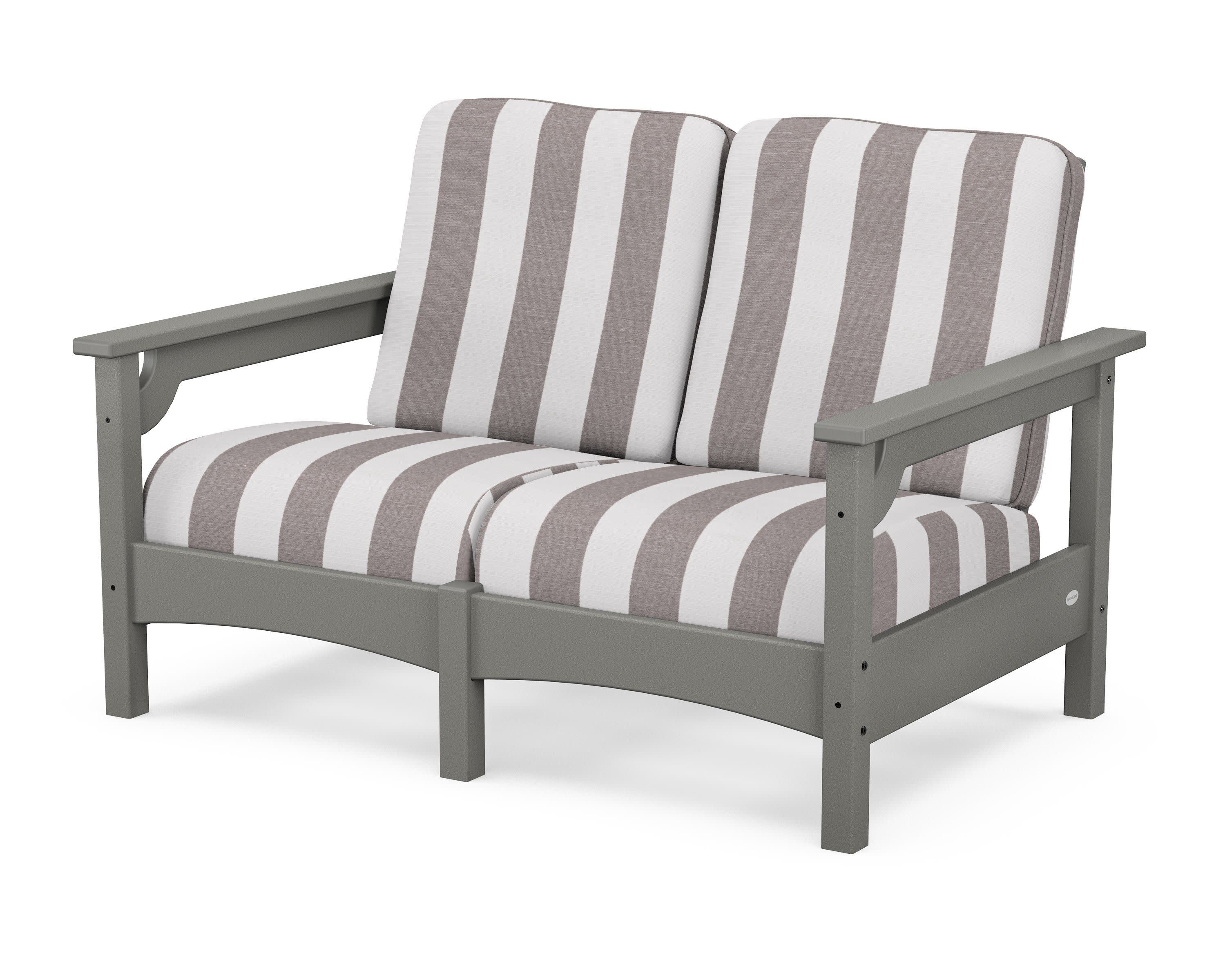 Club Loveseat in Slate Grey / Cabana Stripe Grey Mist