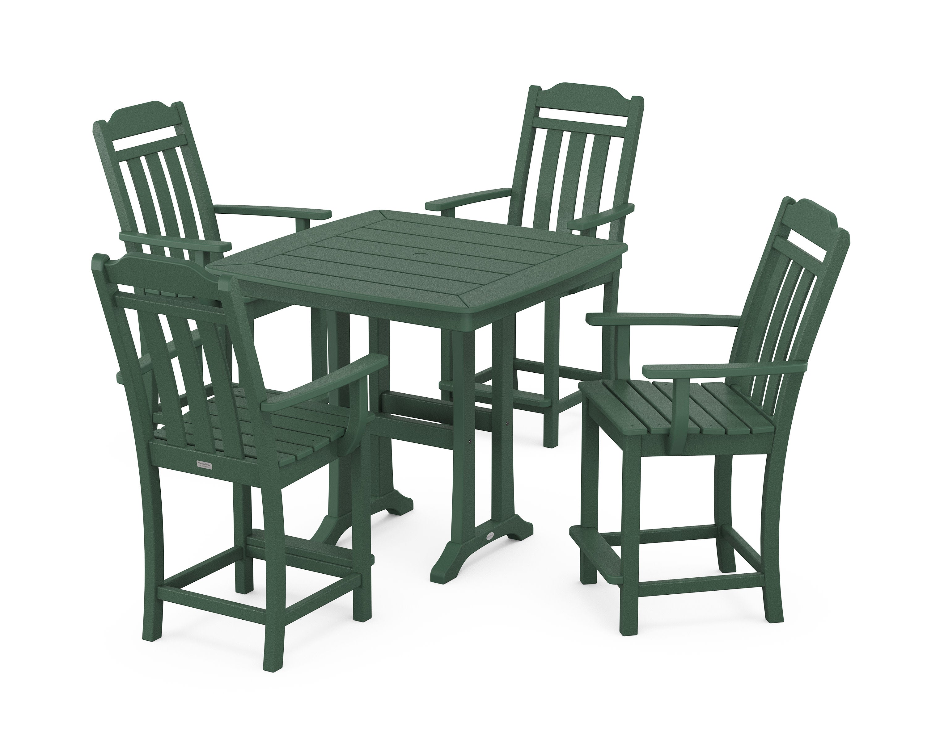 Cottage 5-Piece Counter Set with Trestle Legs in Green