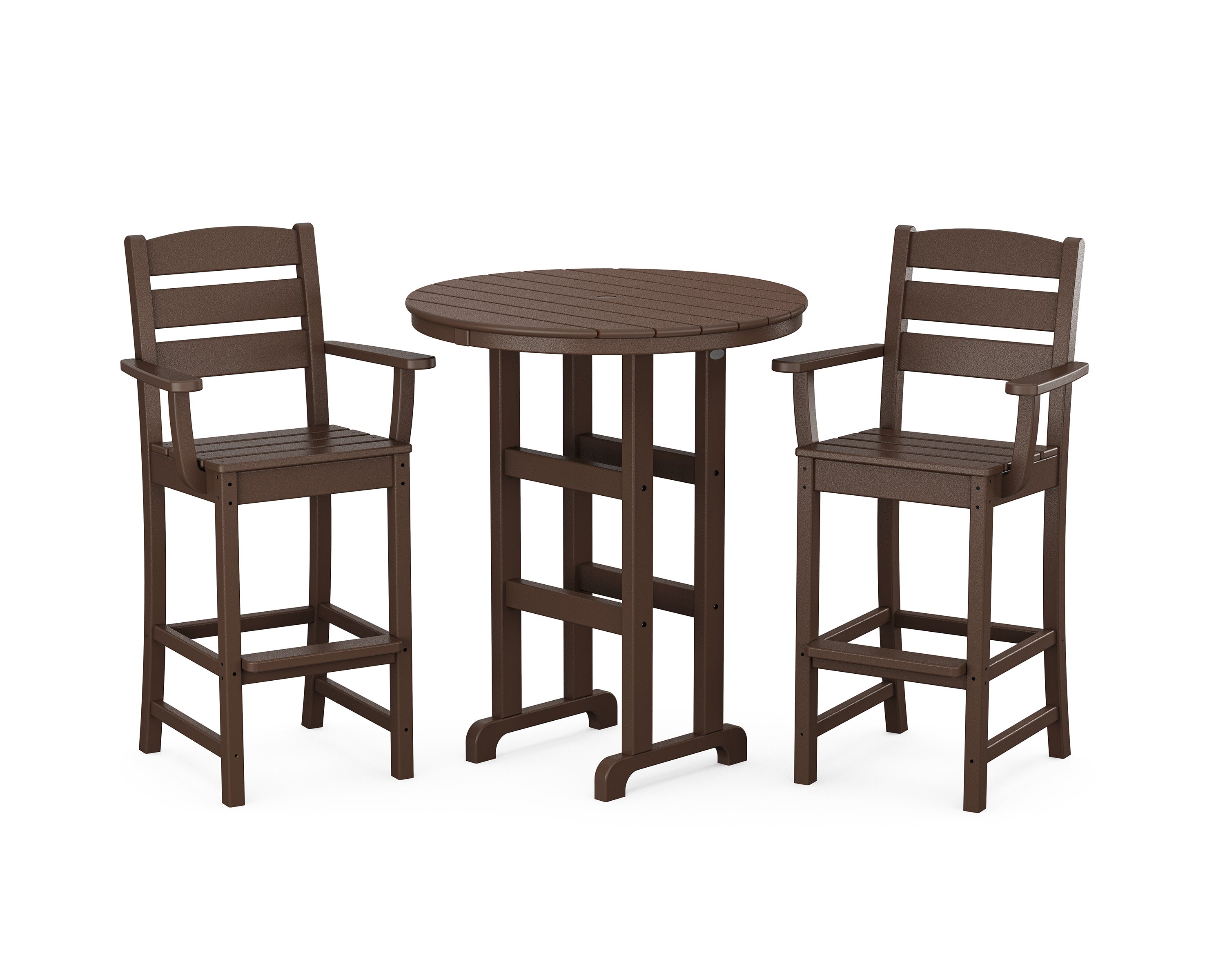 Lakeside 3-Piece Round Bar Arm Chair Set in Mahogany