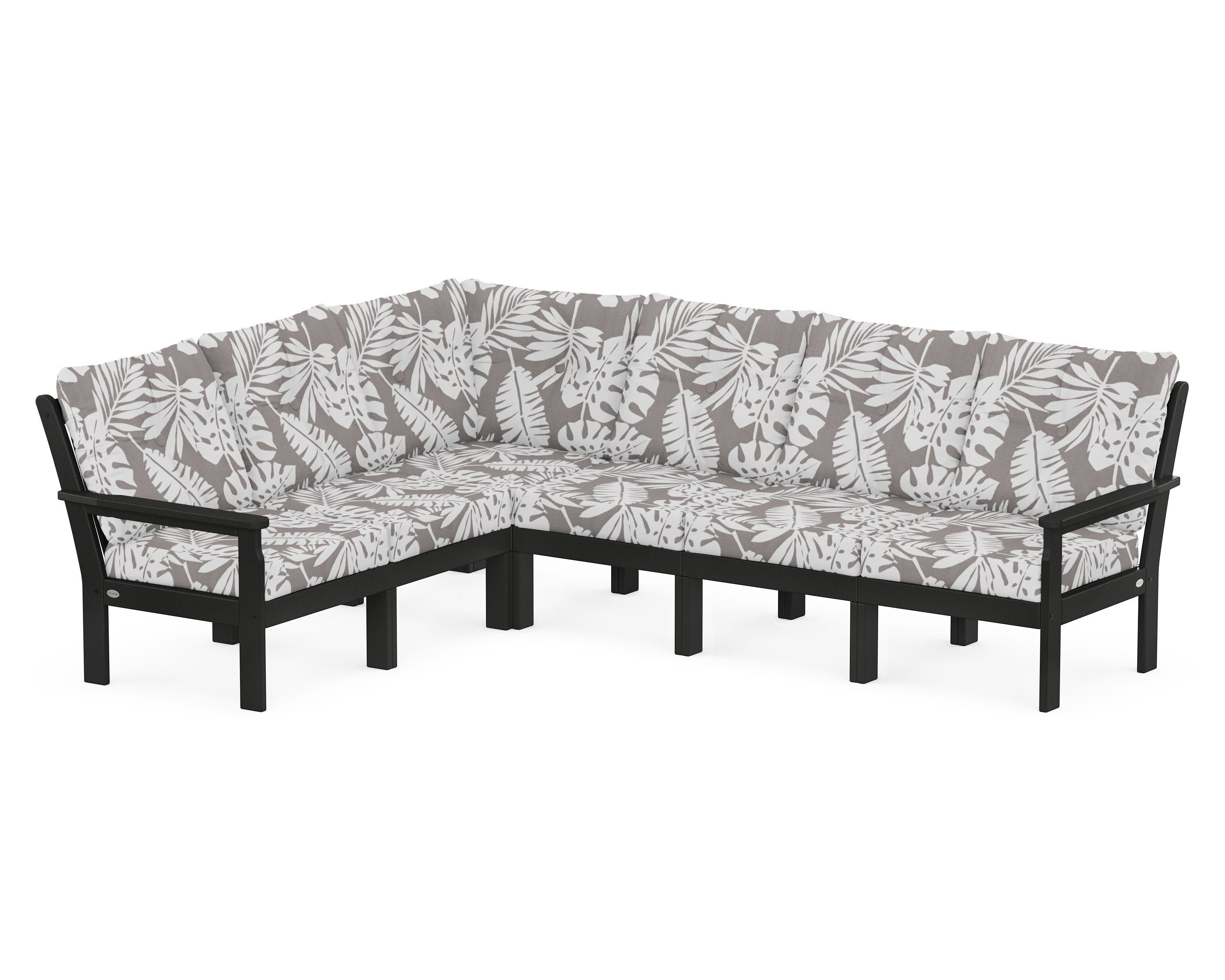 Vineyard 6-Piece Sectional in Black / Leaf Grey Mist