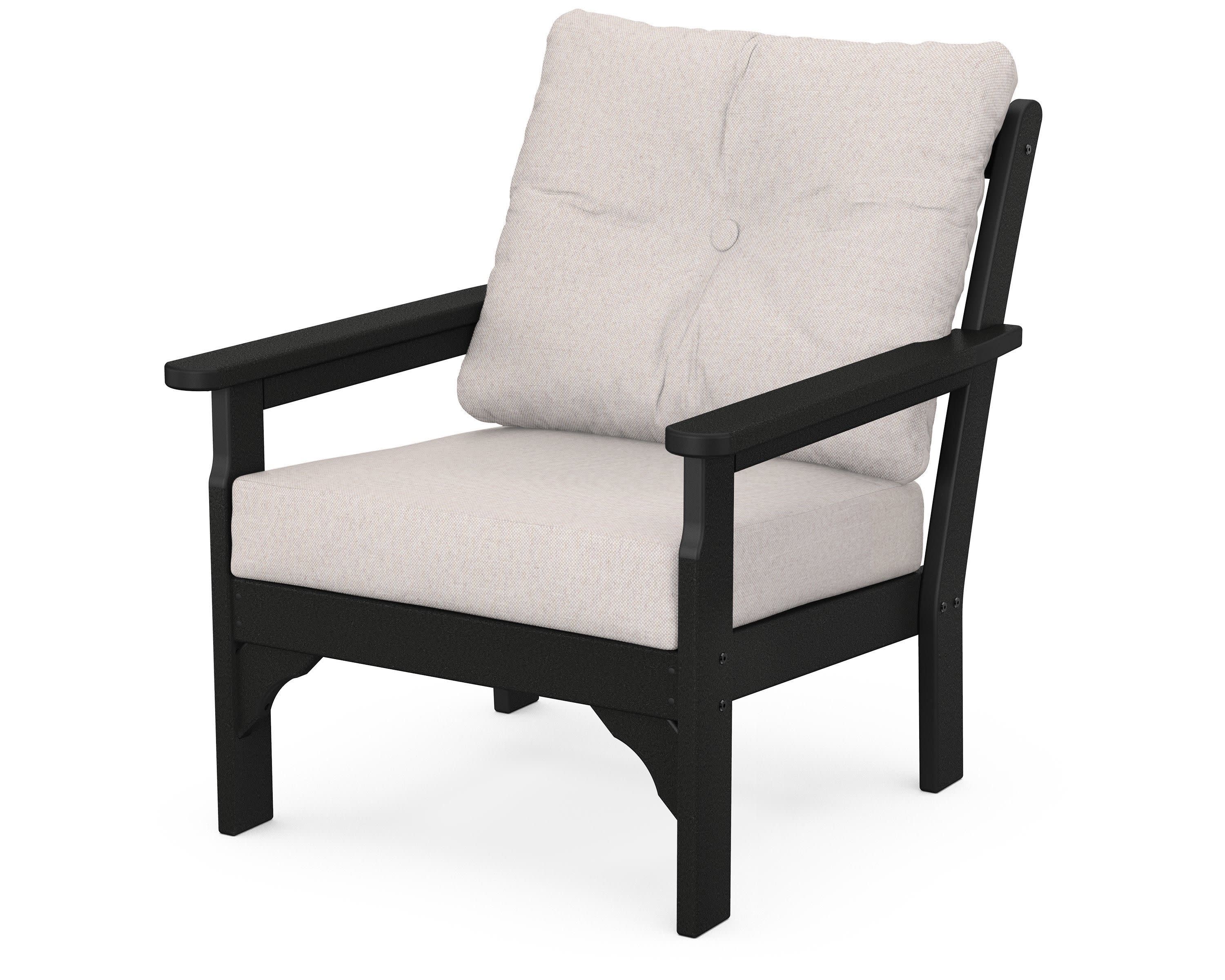 Vineyard Deep Seating Chair in Black / Dune Burlap