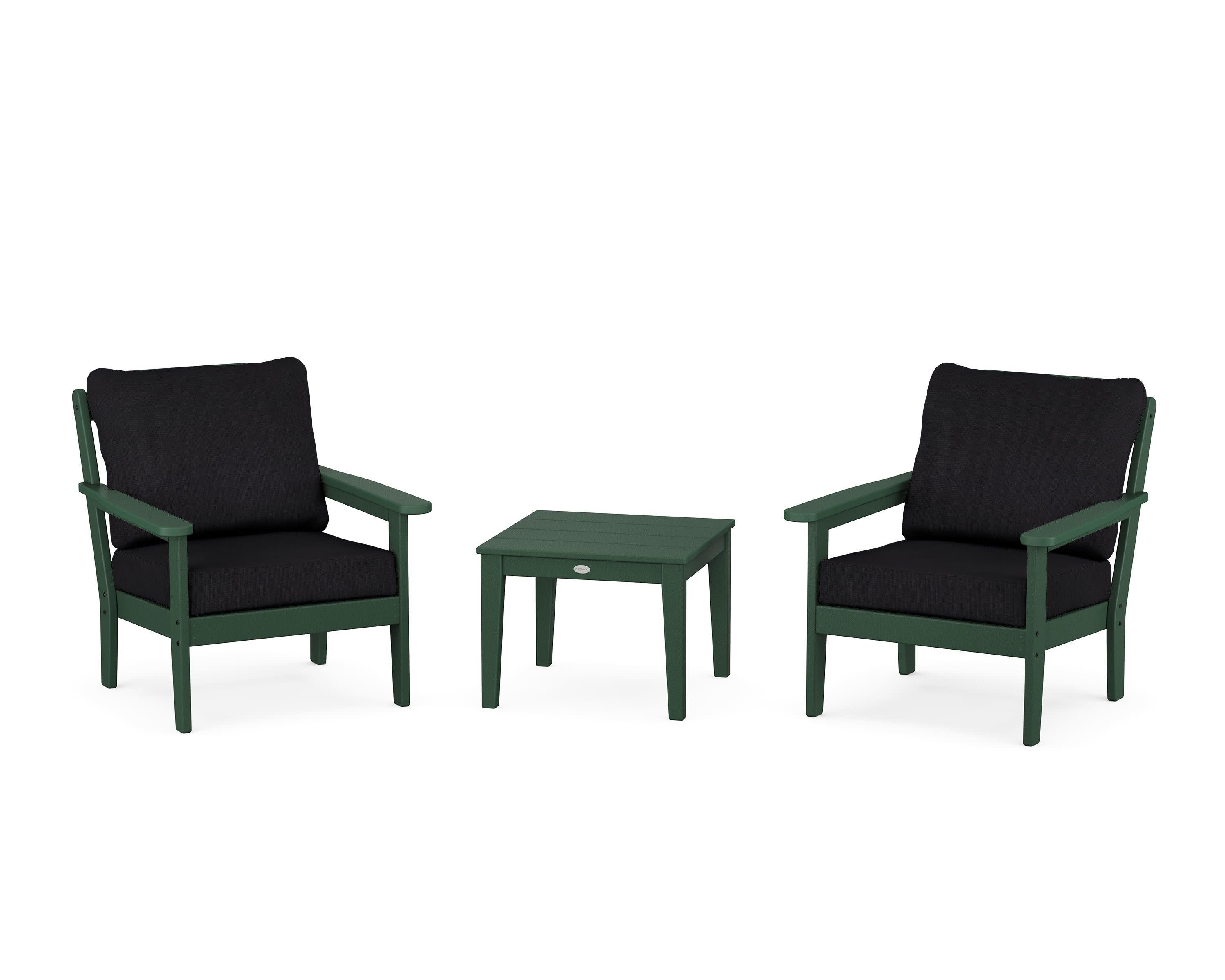 Cottage 3-Piece Deep Seating Set in Green / Midnight Linen