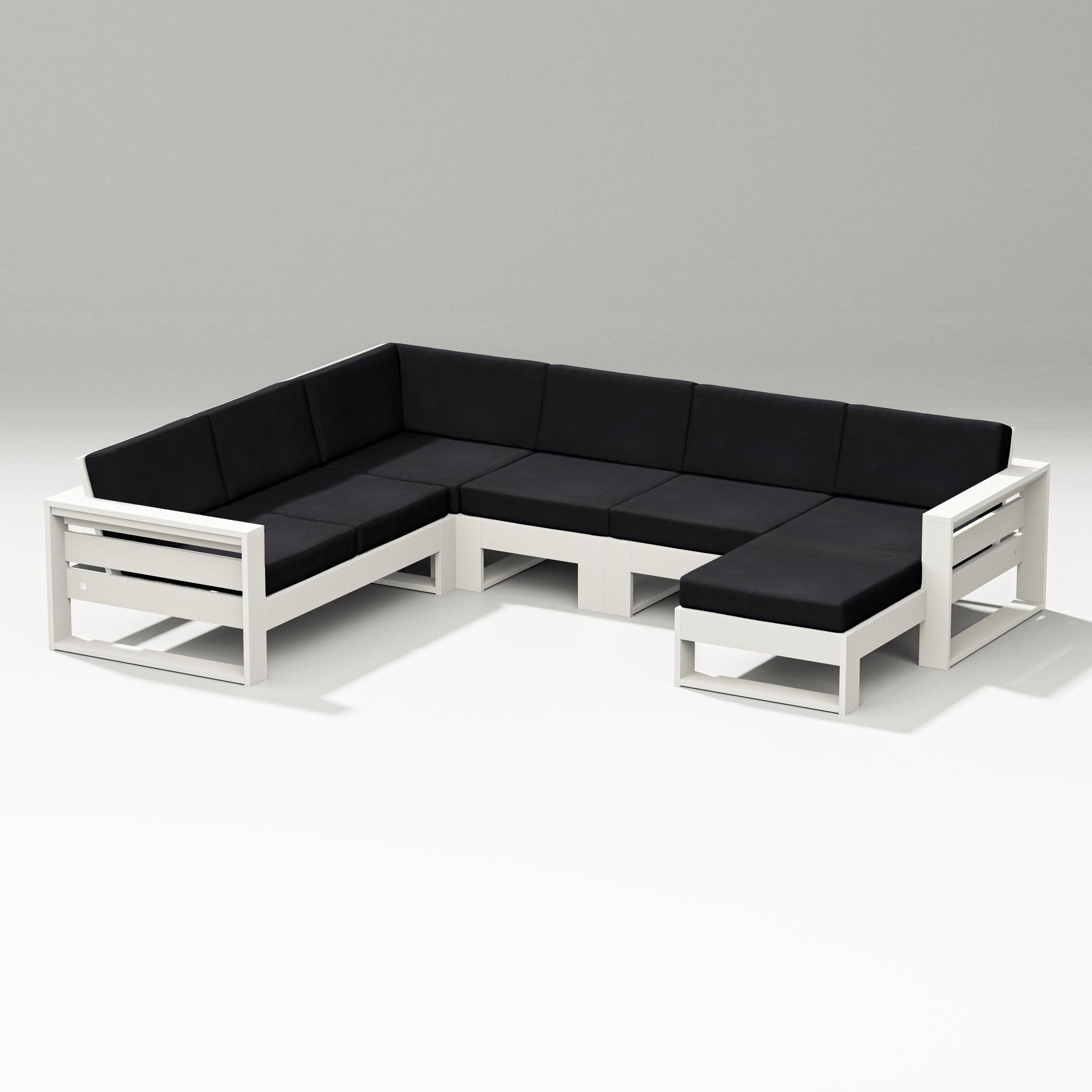 Latitude Corner Sectional with Right Chaise in Vintage White / Midnight Linen