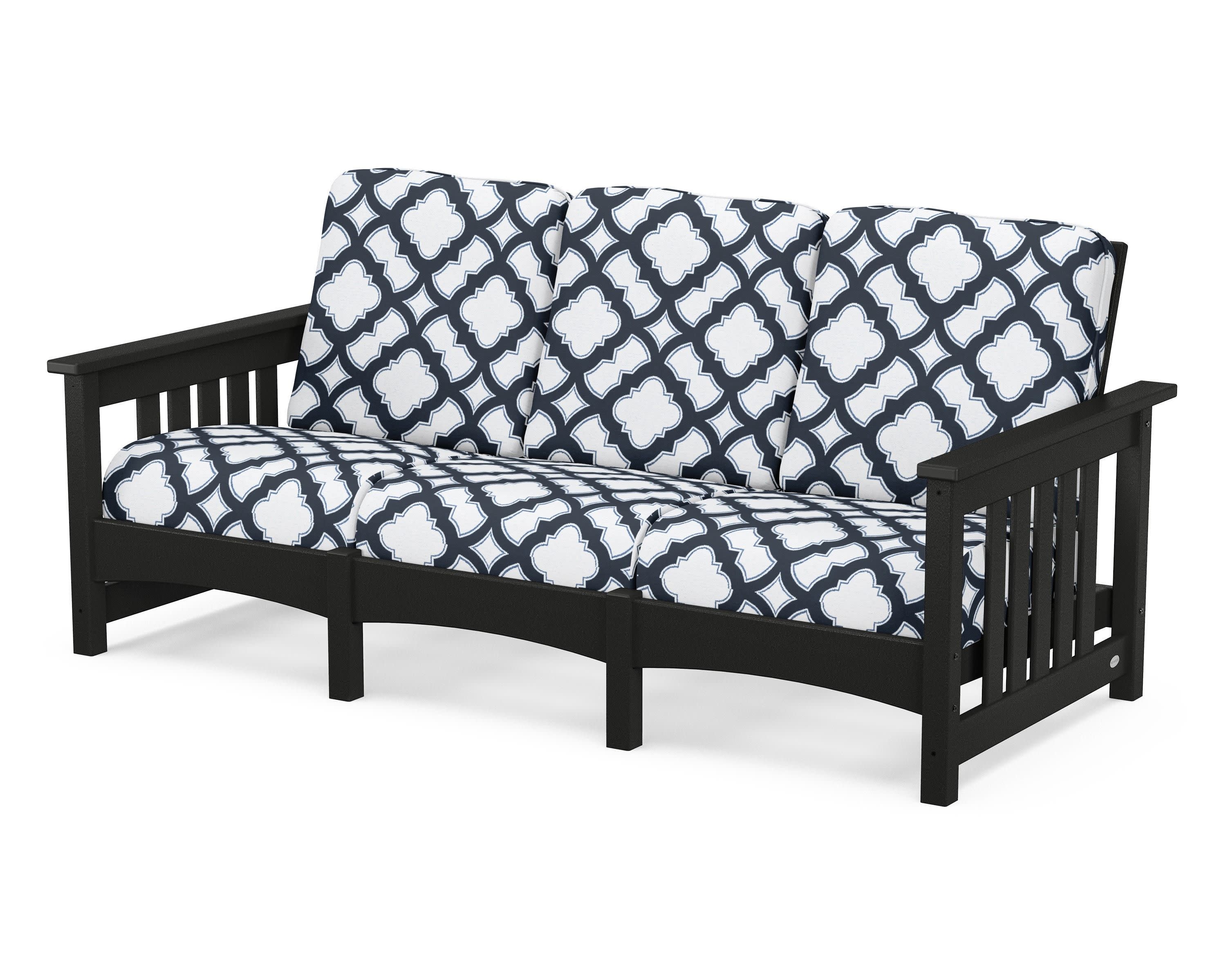 Club Mission Sofa in Black / Trellis Marine Indigo