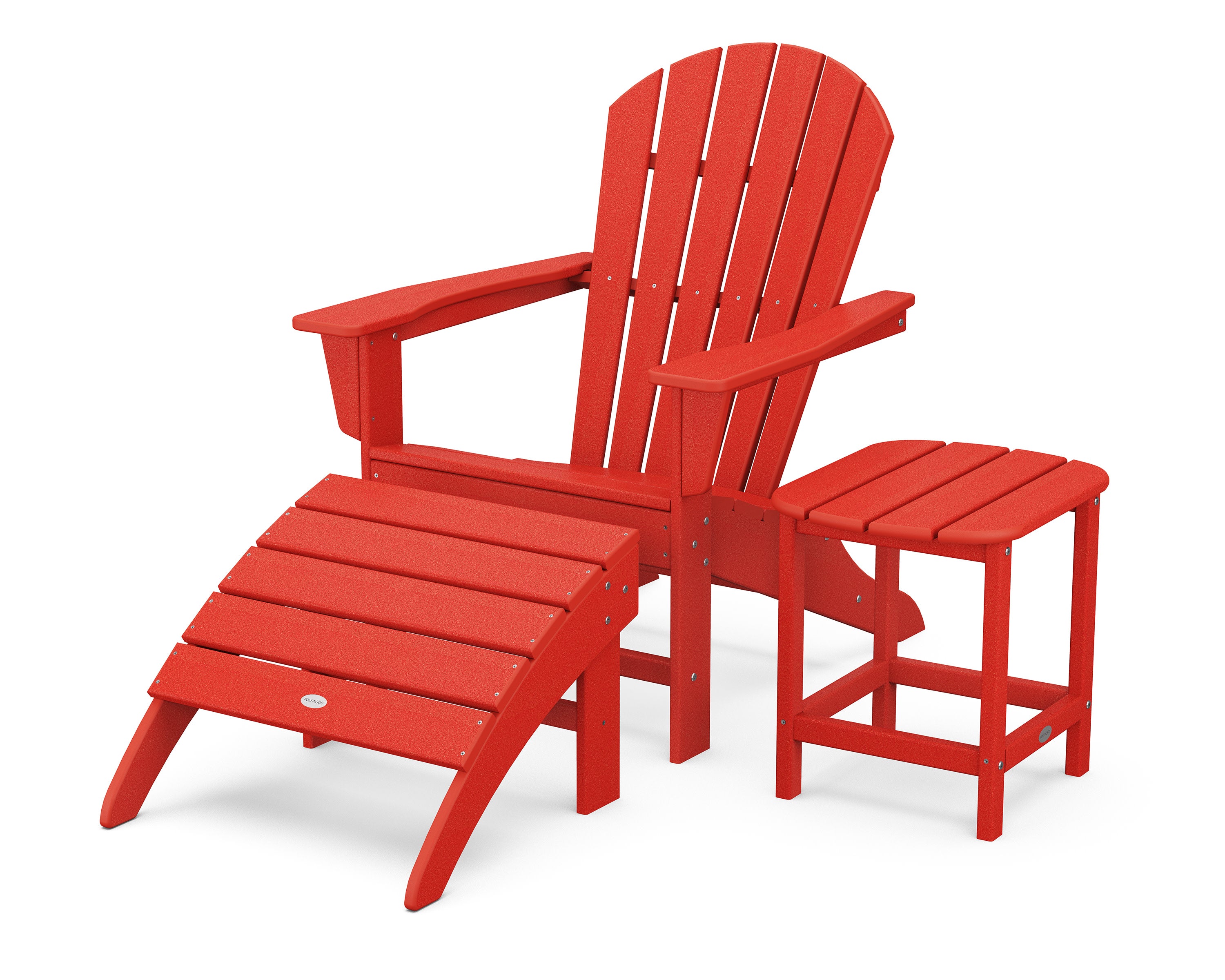 South Beach Adirondack 3-Piece Set in Sunset Red