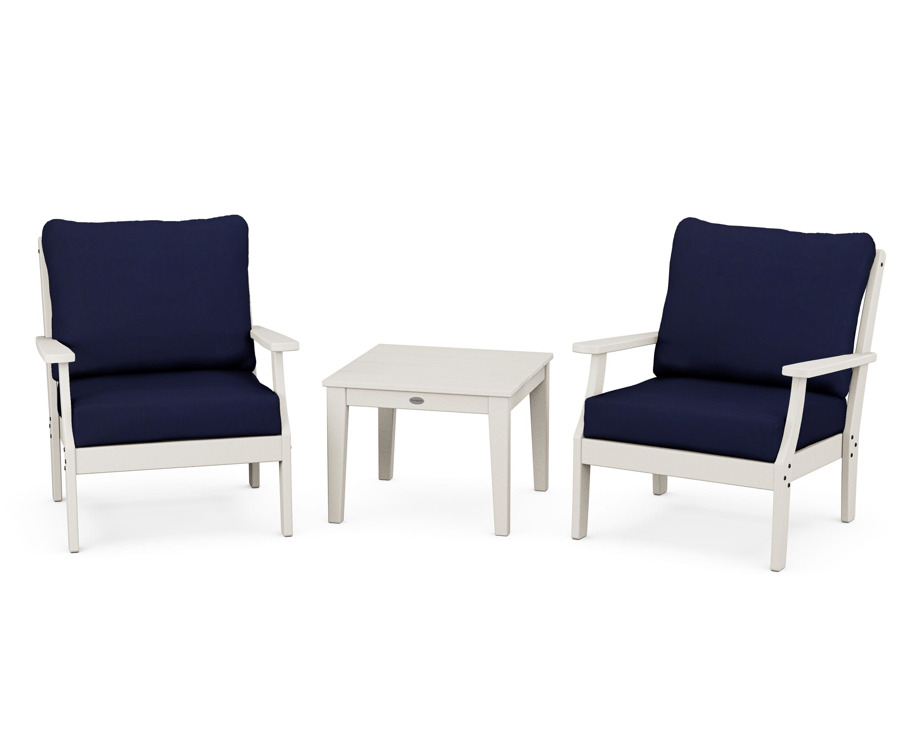 Braxton 3-Piece Deep Seating Set in Sand / Navy
