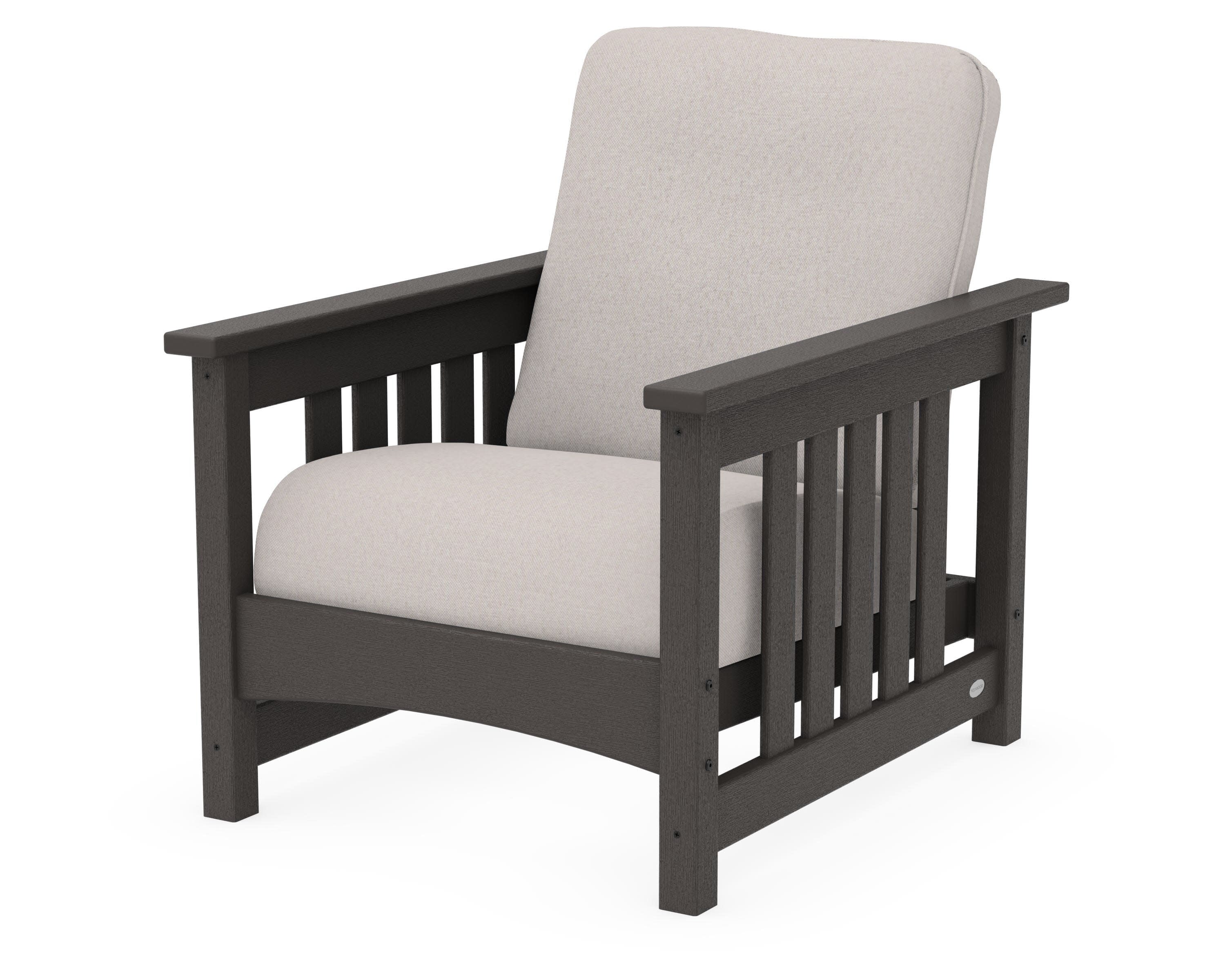 Club Mission Chair in Vintage Coffee / Dune Burlap