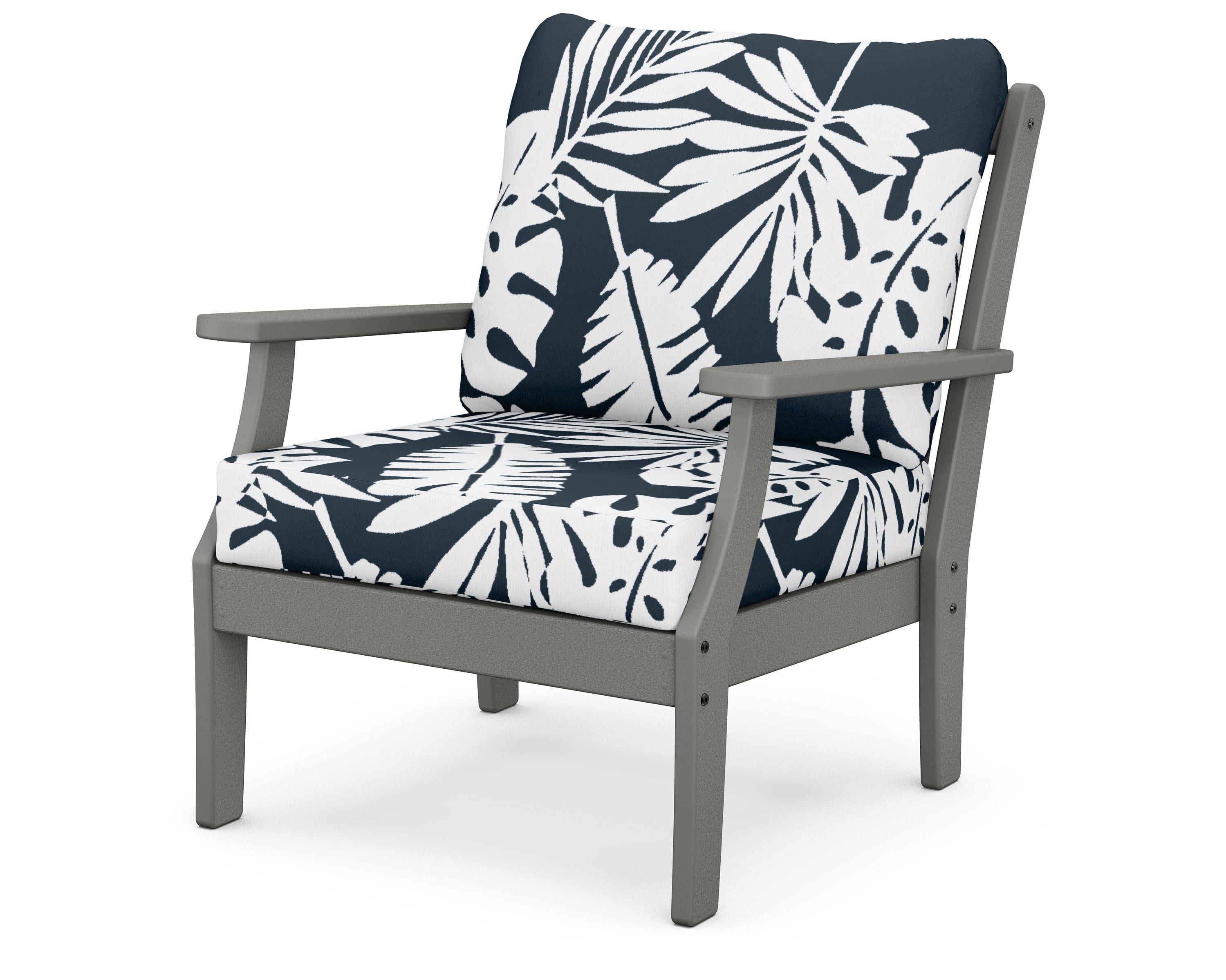 Braxton Deep Seating Chair in Slate Grey / Leaf Marine Indigo