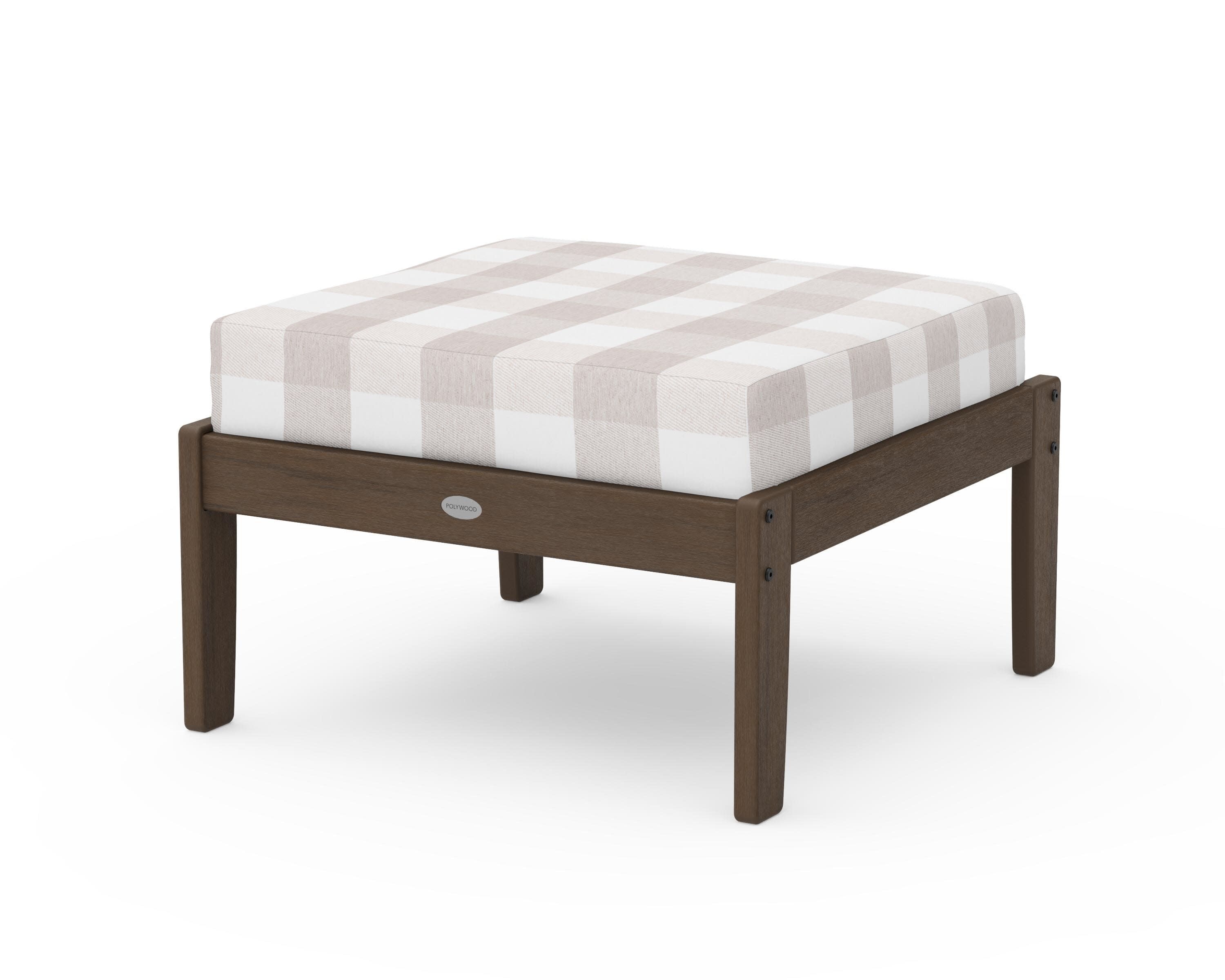 Braxton Deep Seating Ottoman in Kona / Buffalo Plaid Dune Burlap