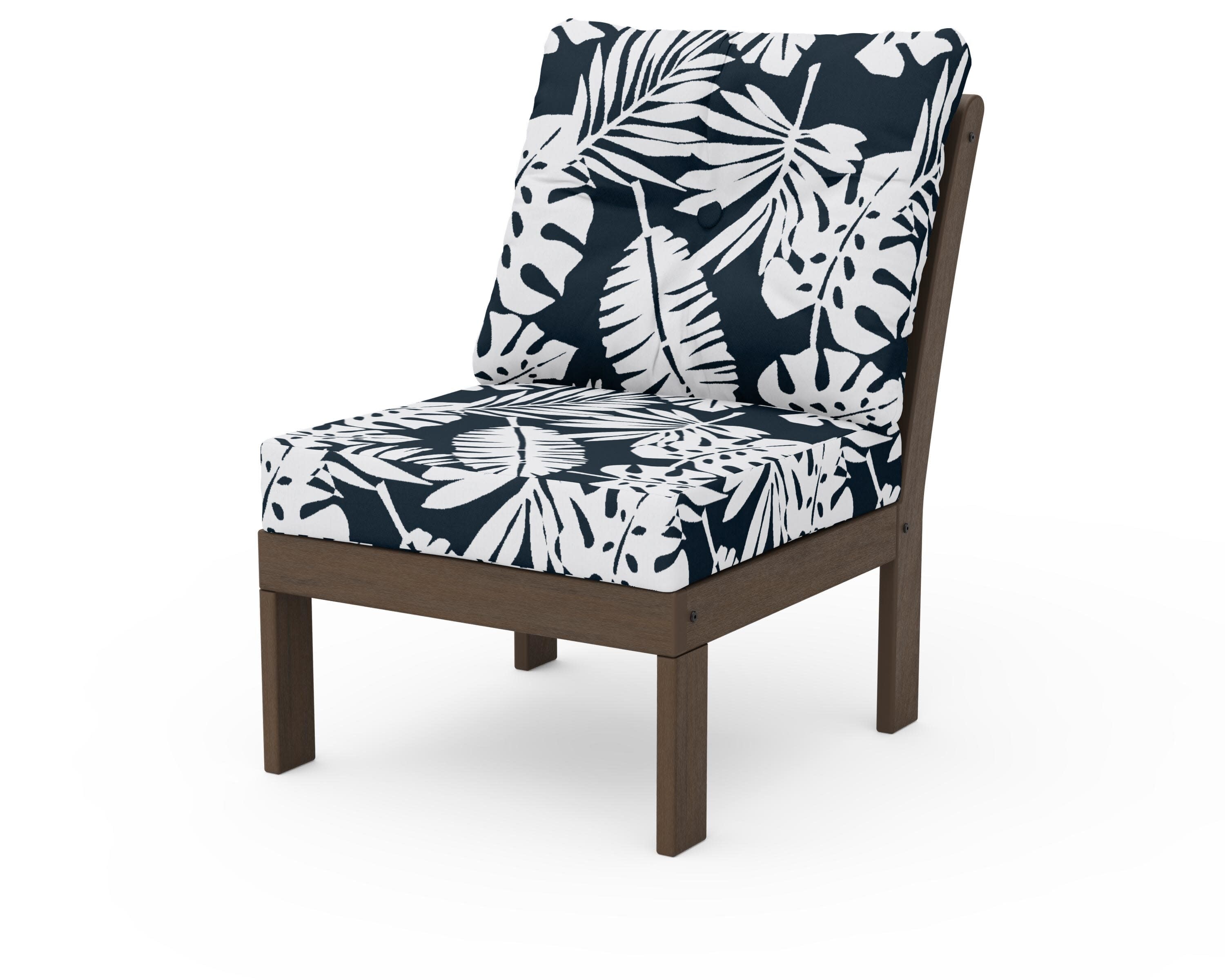 Vineyard Modular Armless Chair in Kona / Leaf Marine Indigo