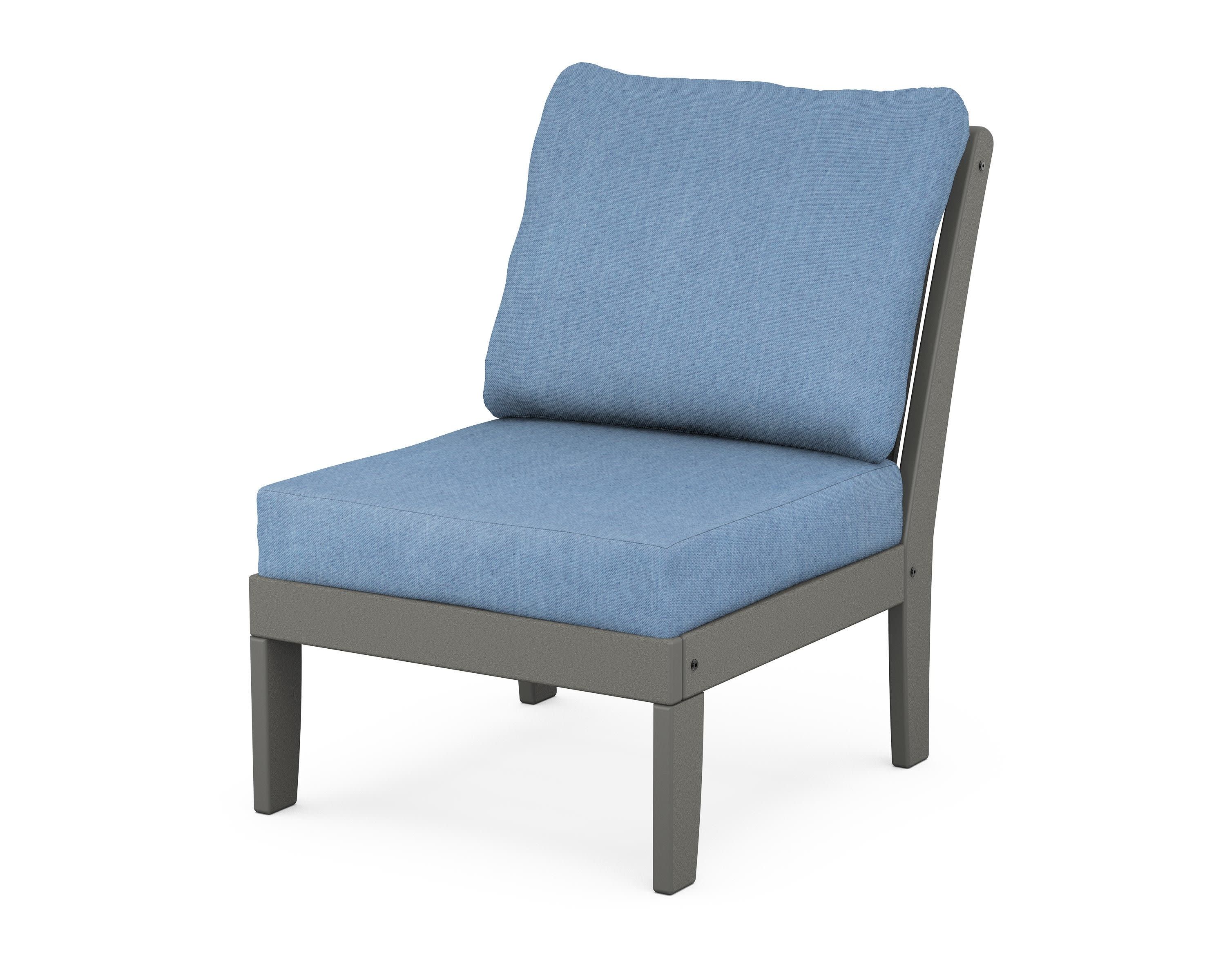 Braxton Modular Armless Chair in Slate Grey / Sky Blue