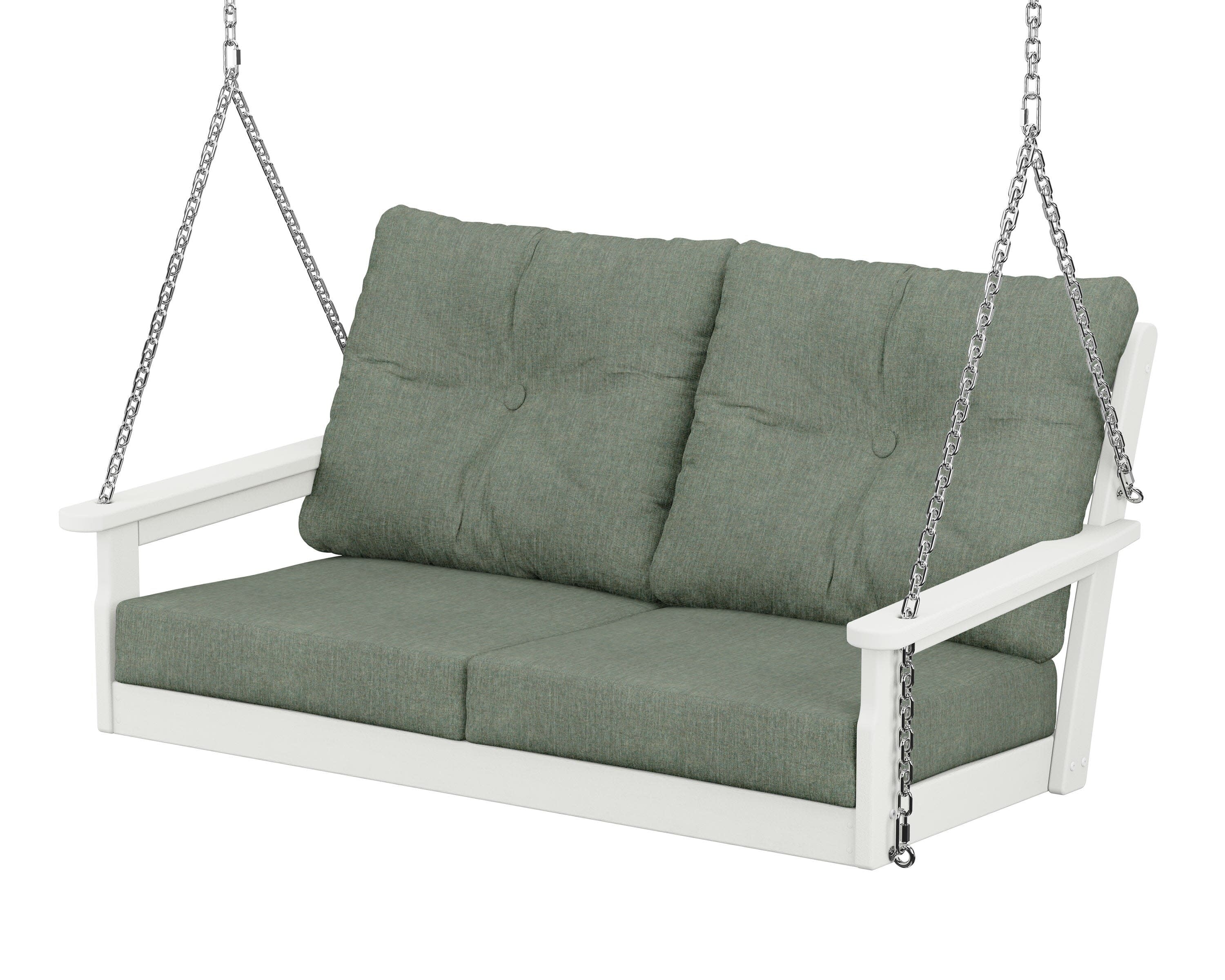 Vineyard Deep Seating Swing in Vintage White / Cast Sage