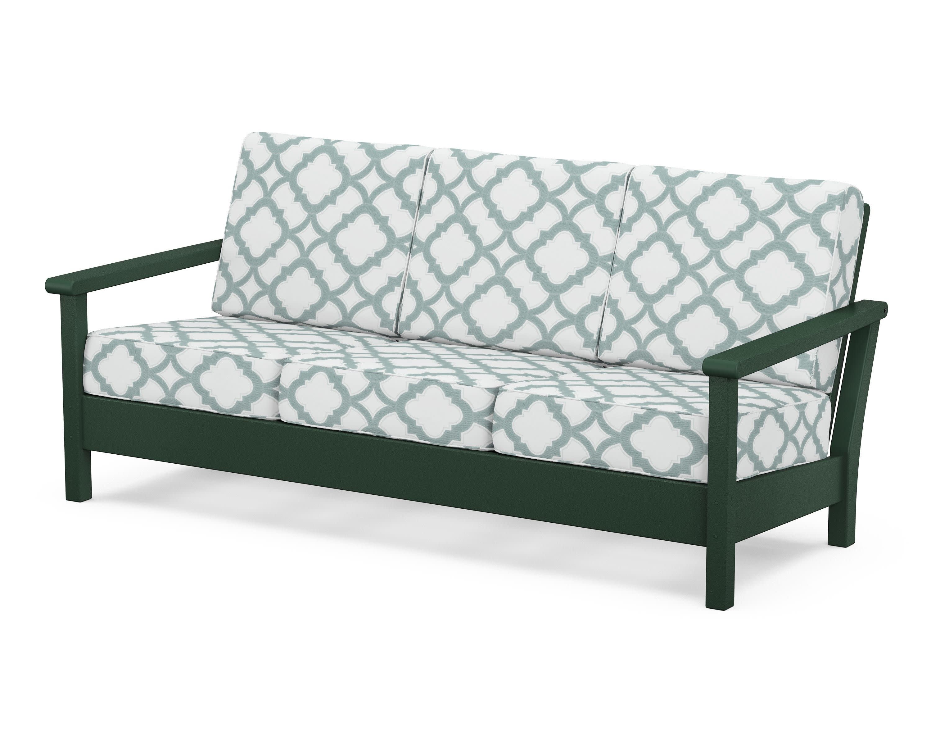 Harbour Deep Seating Sofa in Green / Trellis Glacier Spa