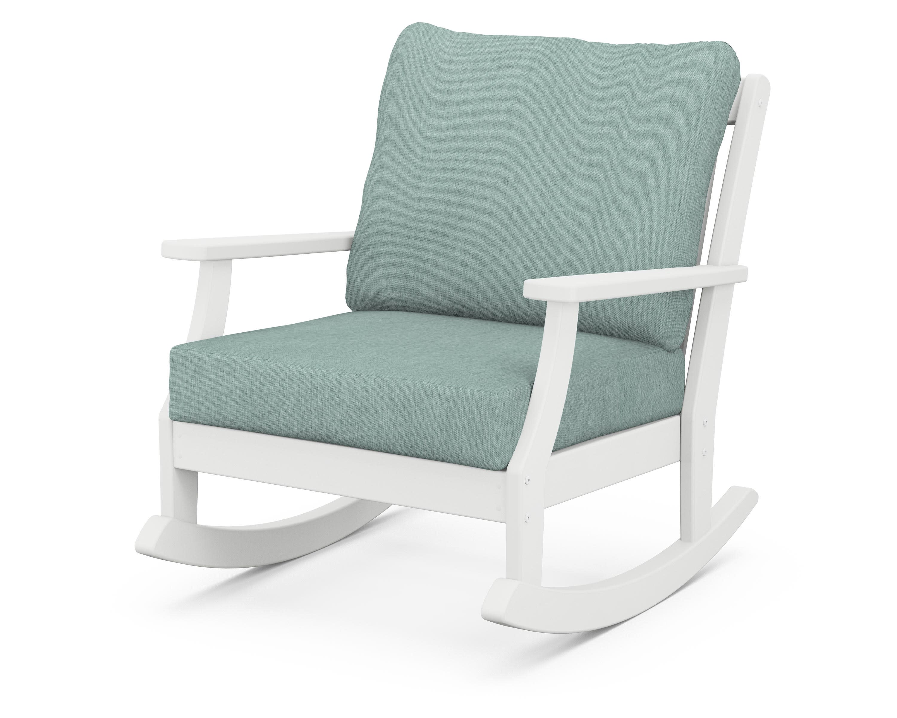 Braxton Deep Seating Rocking Chair in White / Glacier Spa