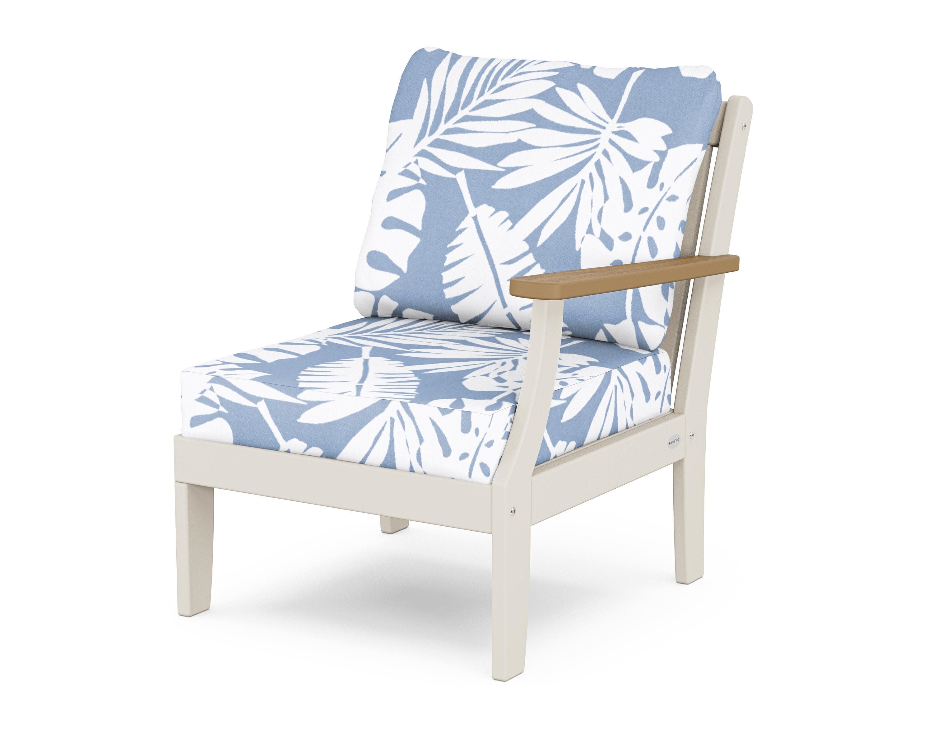 Braxton Modular Right Arm Chair in Sand / Natural / Leaf Sky Blue
