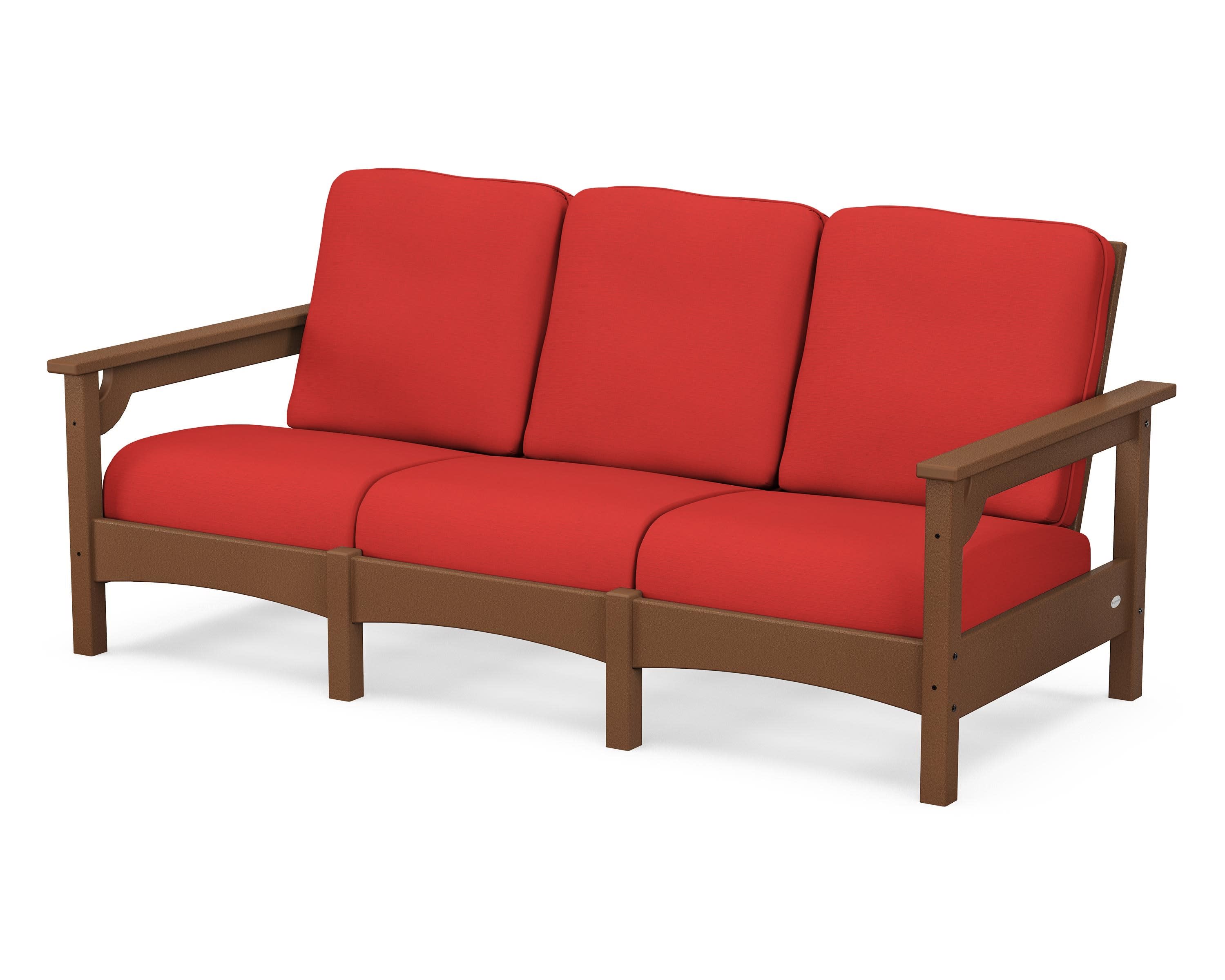 Club Sofa in Teak / Crimson Linen