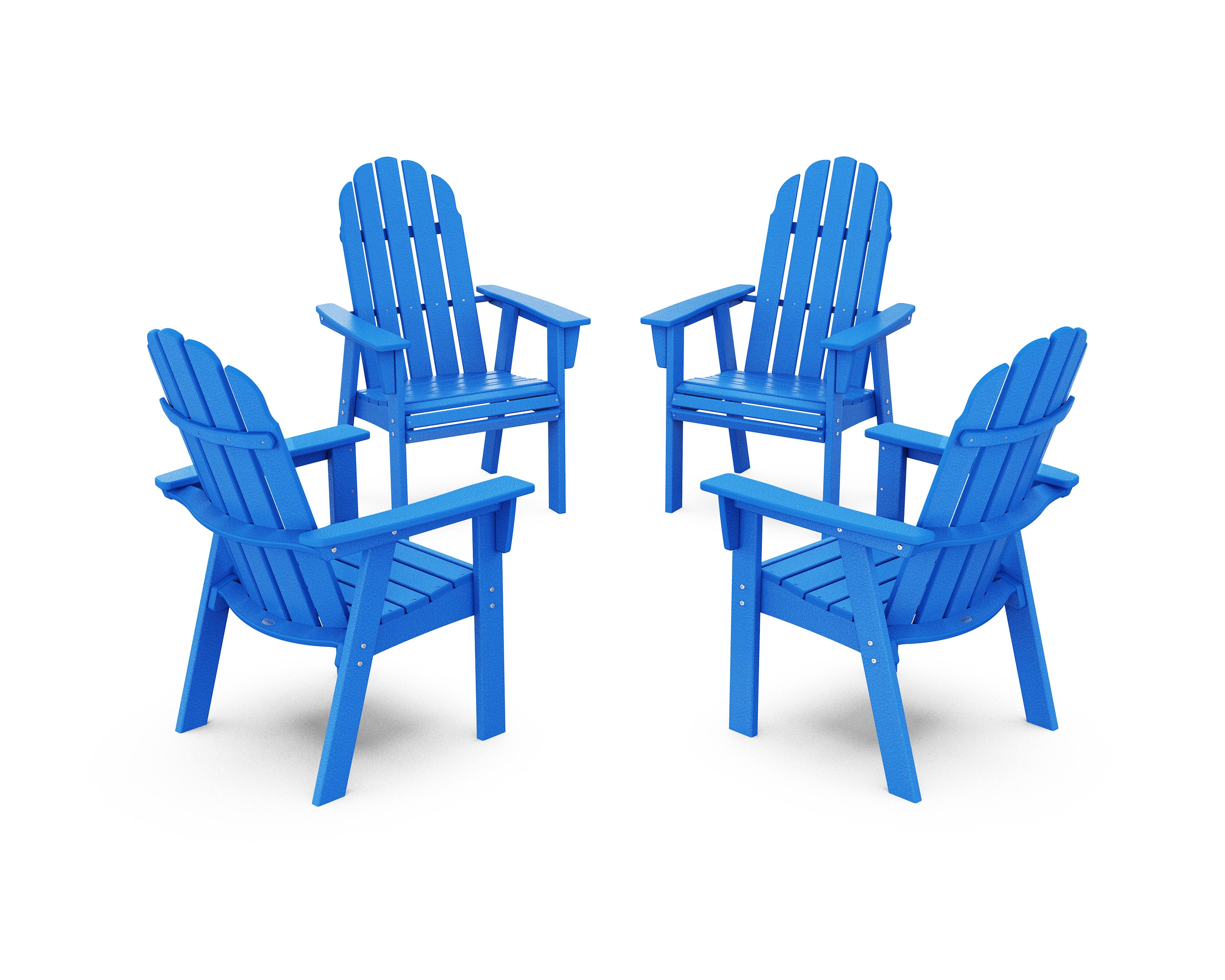 Vineyard 4-Piece Curveback Upright Adirondack Conversation Set in Pacific Blue