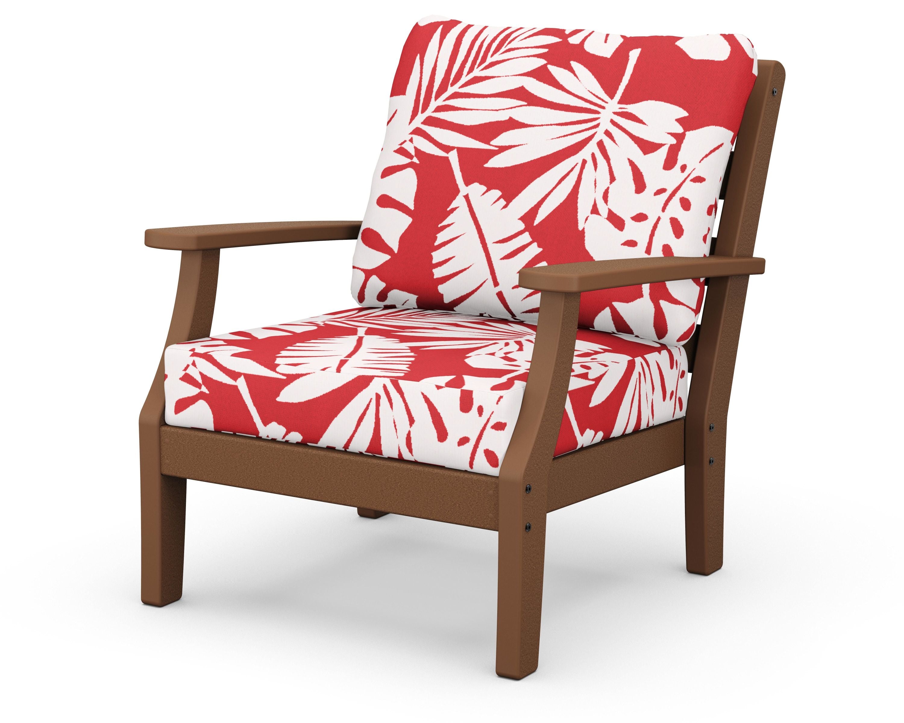Chesapeake Deep Seating Chair in Teak / Leaf Crimson